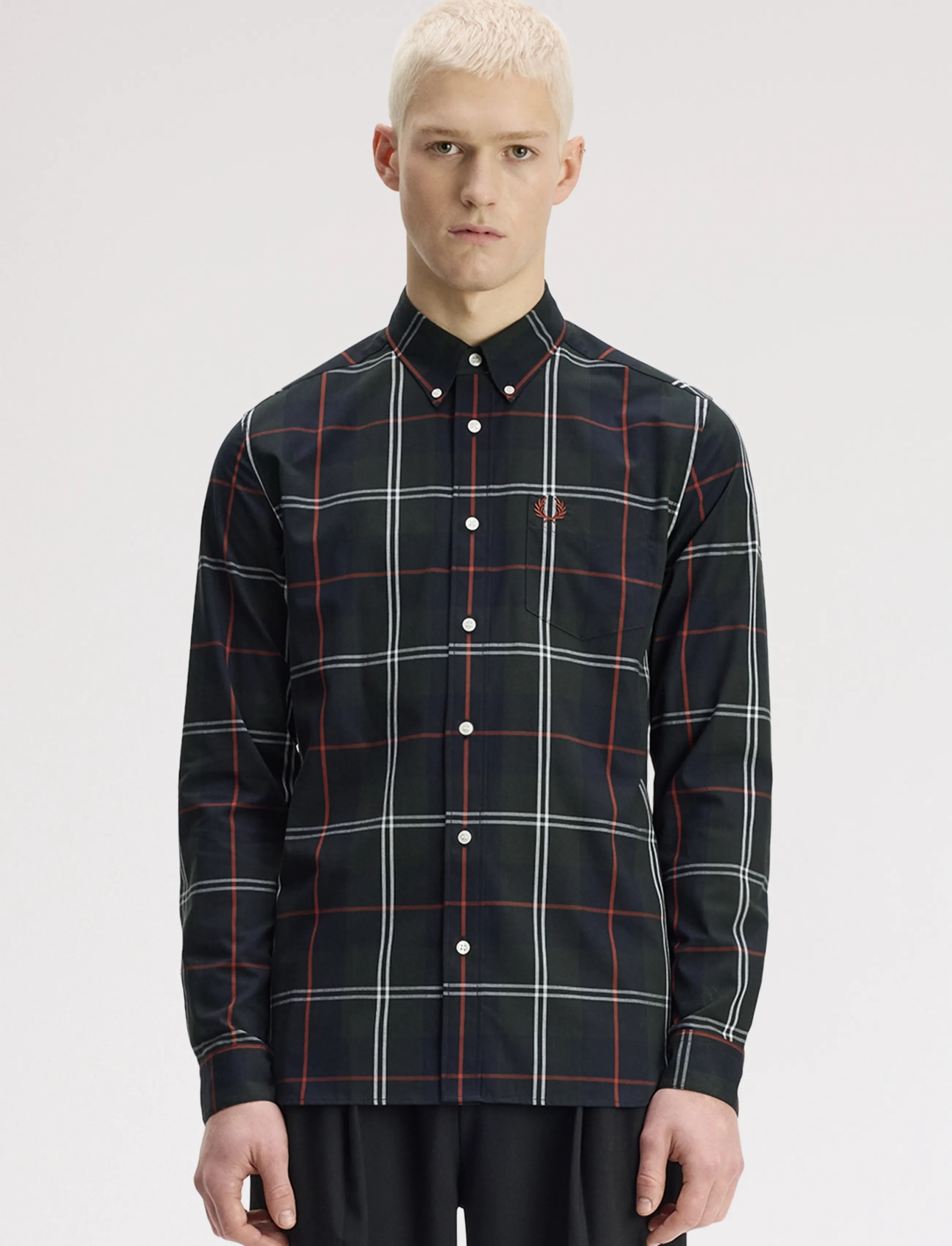 Fred Perry POPLIN TARTAN SHIRT - Ternede skjorter - NIGHT GREEN / green
