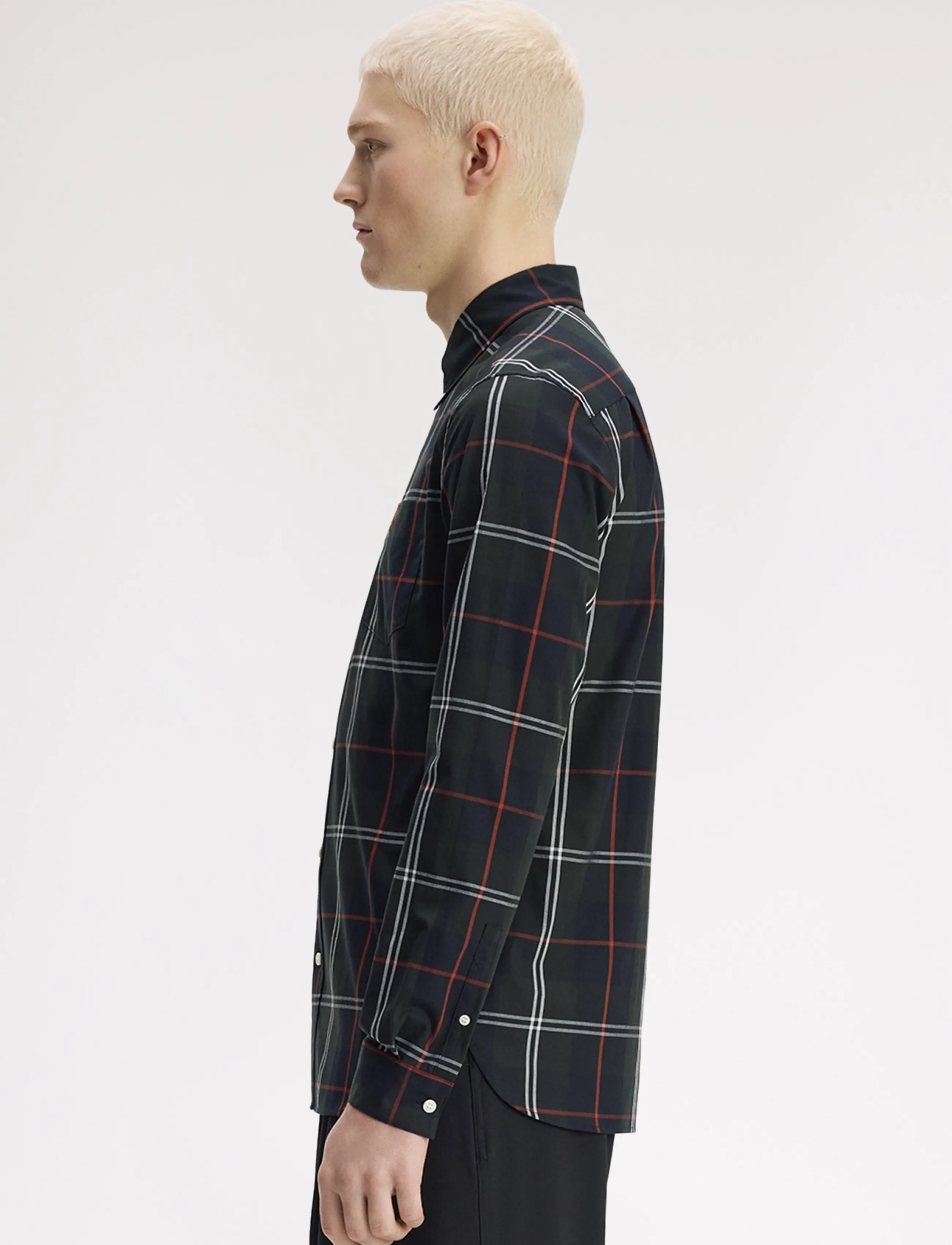 Fred Perry - POPLIN TARTAN SHIRT - ternede skjorter - night green - 3