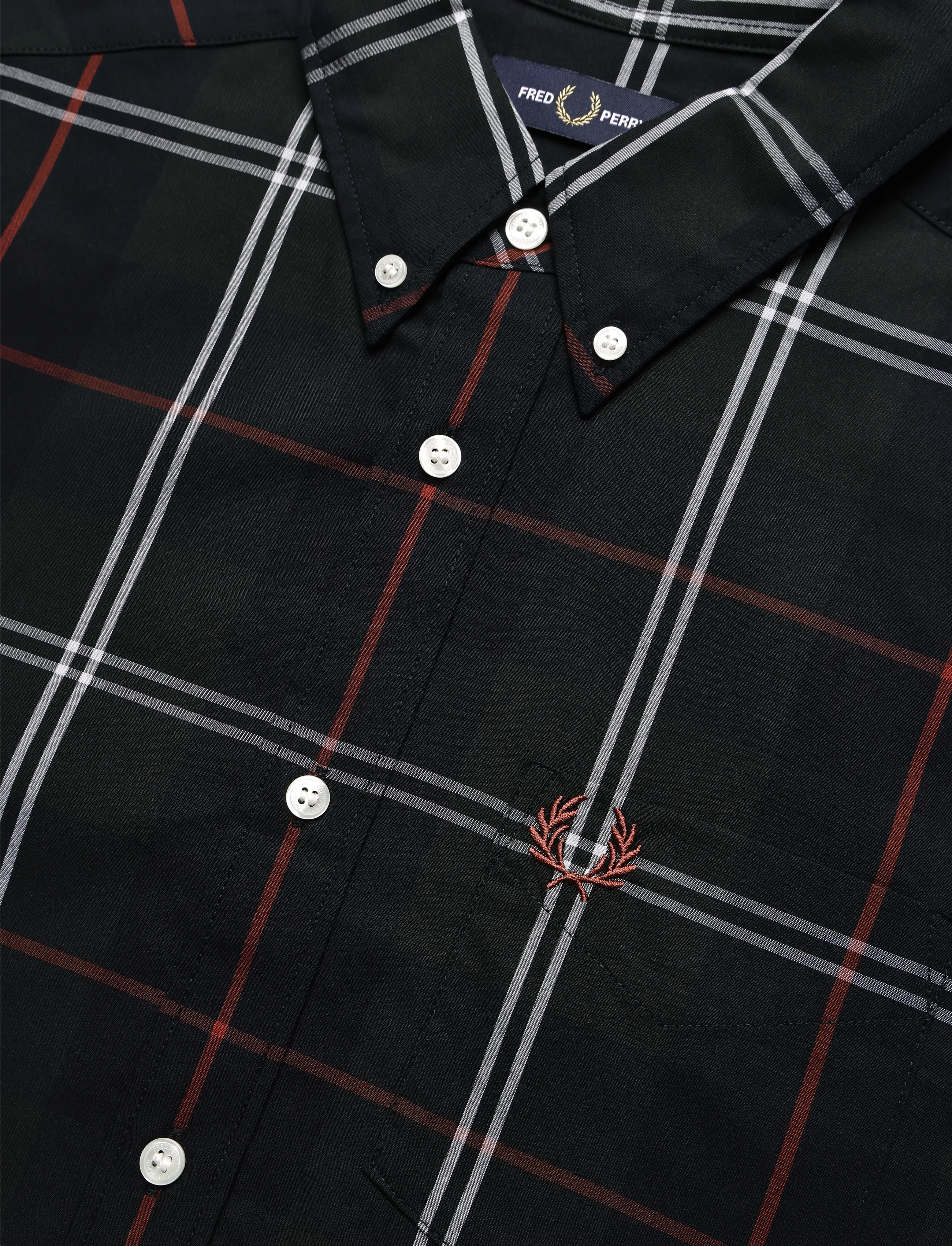 Fred Perry - POPLIN TARTAN SHIRT - ternede skjorter - night green - 4