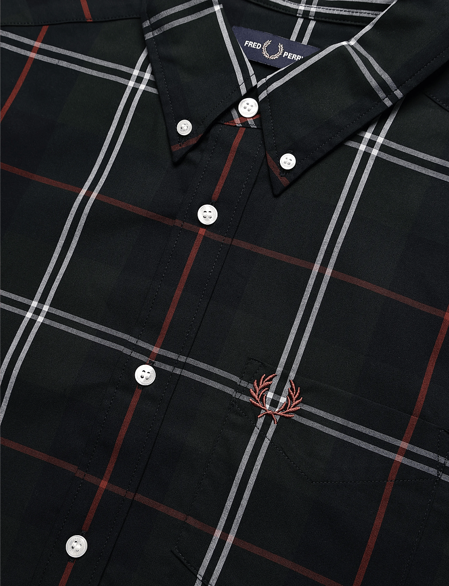 Fred Perry - POPLIN TARTAN SHIRT - ternede skjorter - night green - 4