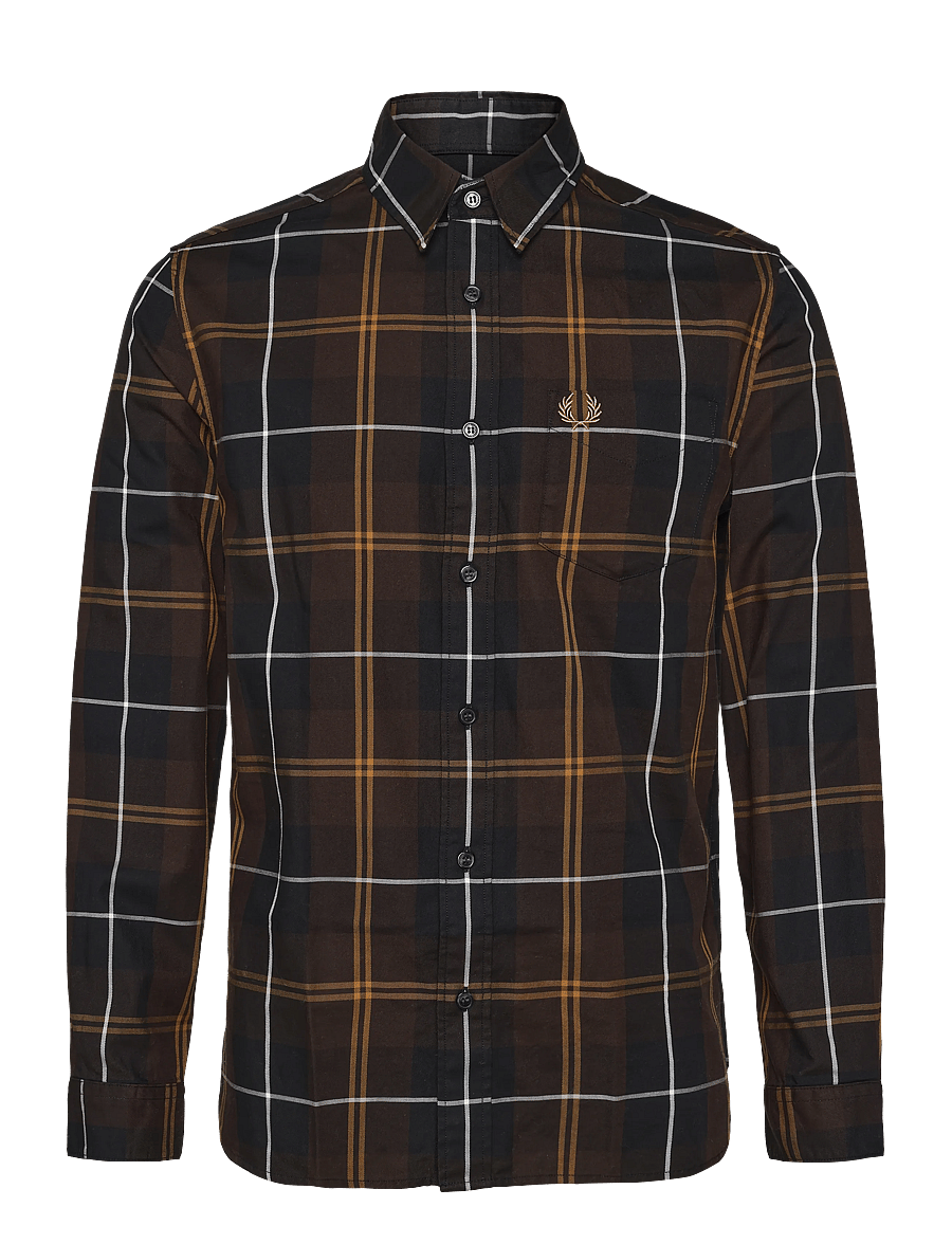 Fred Perry - TWILL TARTAN SHIRT - ruudulised särgid - rich brown - 1