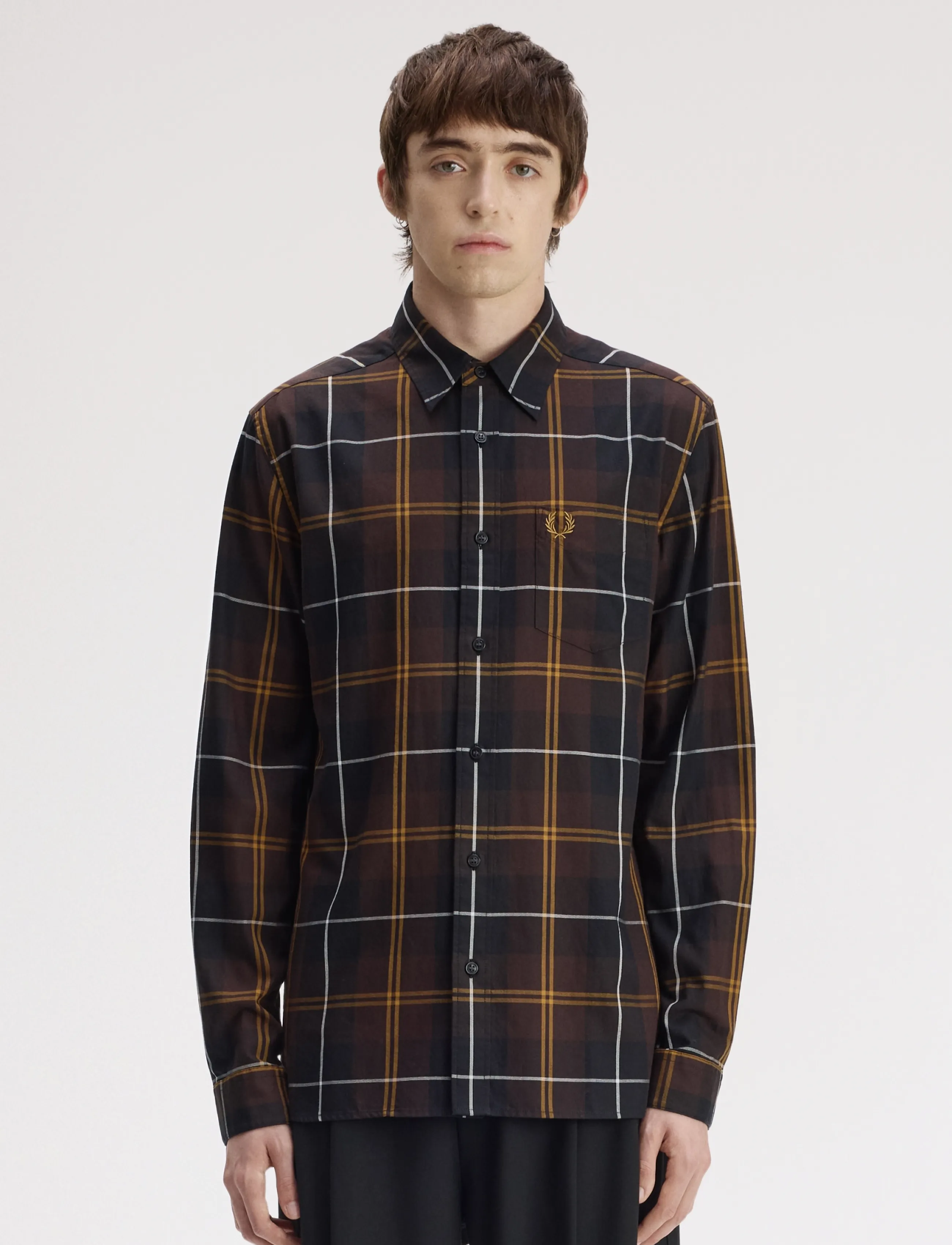 Fred Perry TWILL TARTAN SHIRT - Osta olukorra järgi - RICH BROWN / brown
