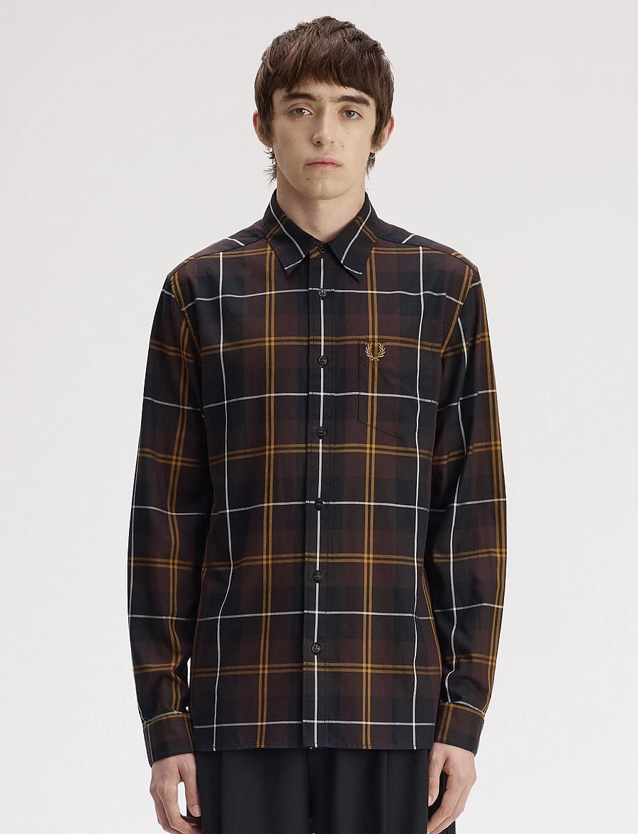 Fred Perry - TWILL TARTAN SHIRT - ruudulised särgid - rich brown - 0