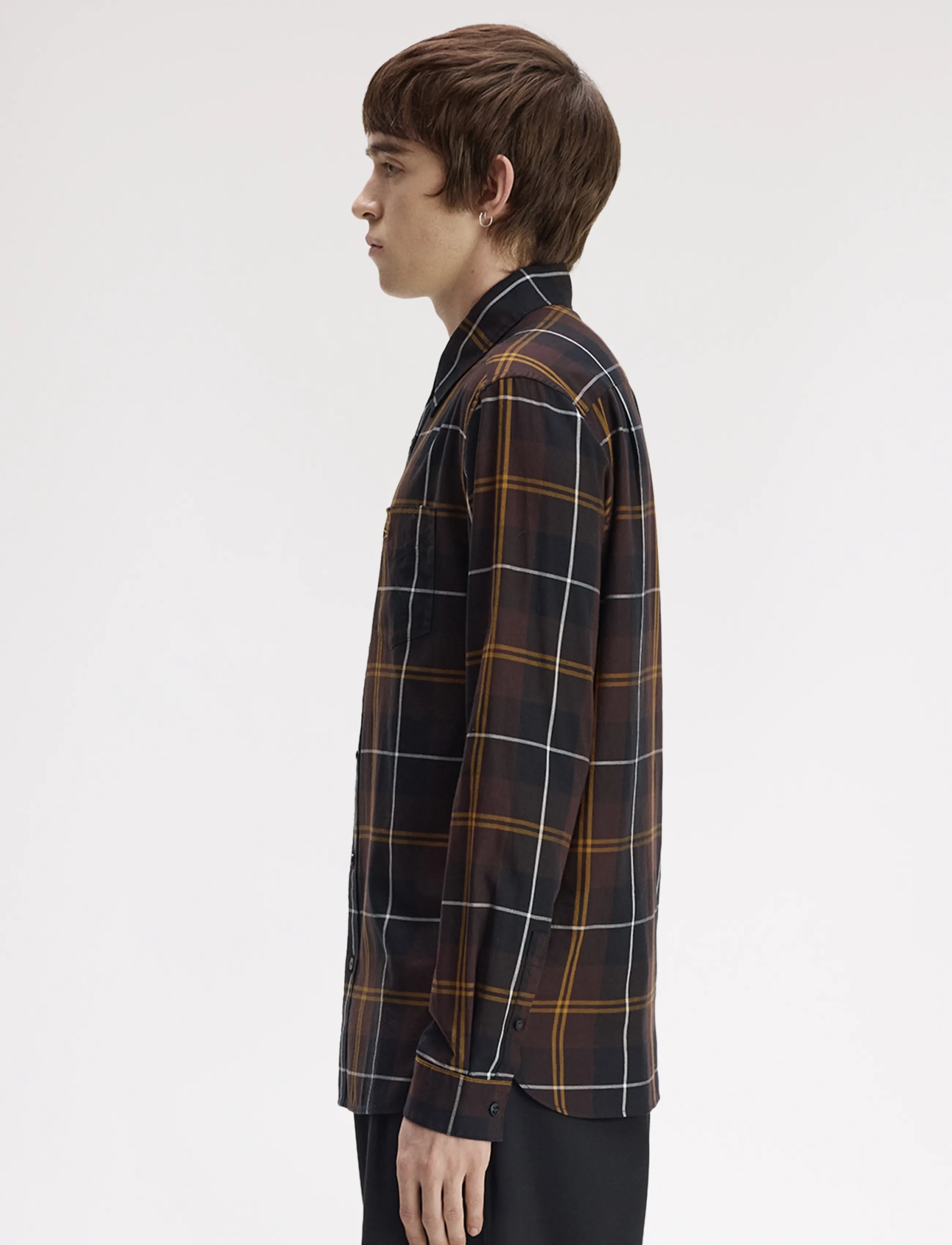 Fred Perry - TWILL TARTAN SHIRT - ruudulised särgid - rich brown - 3