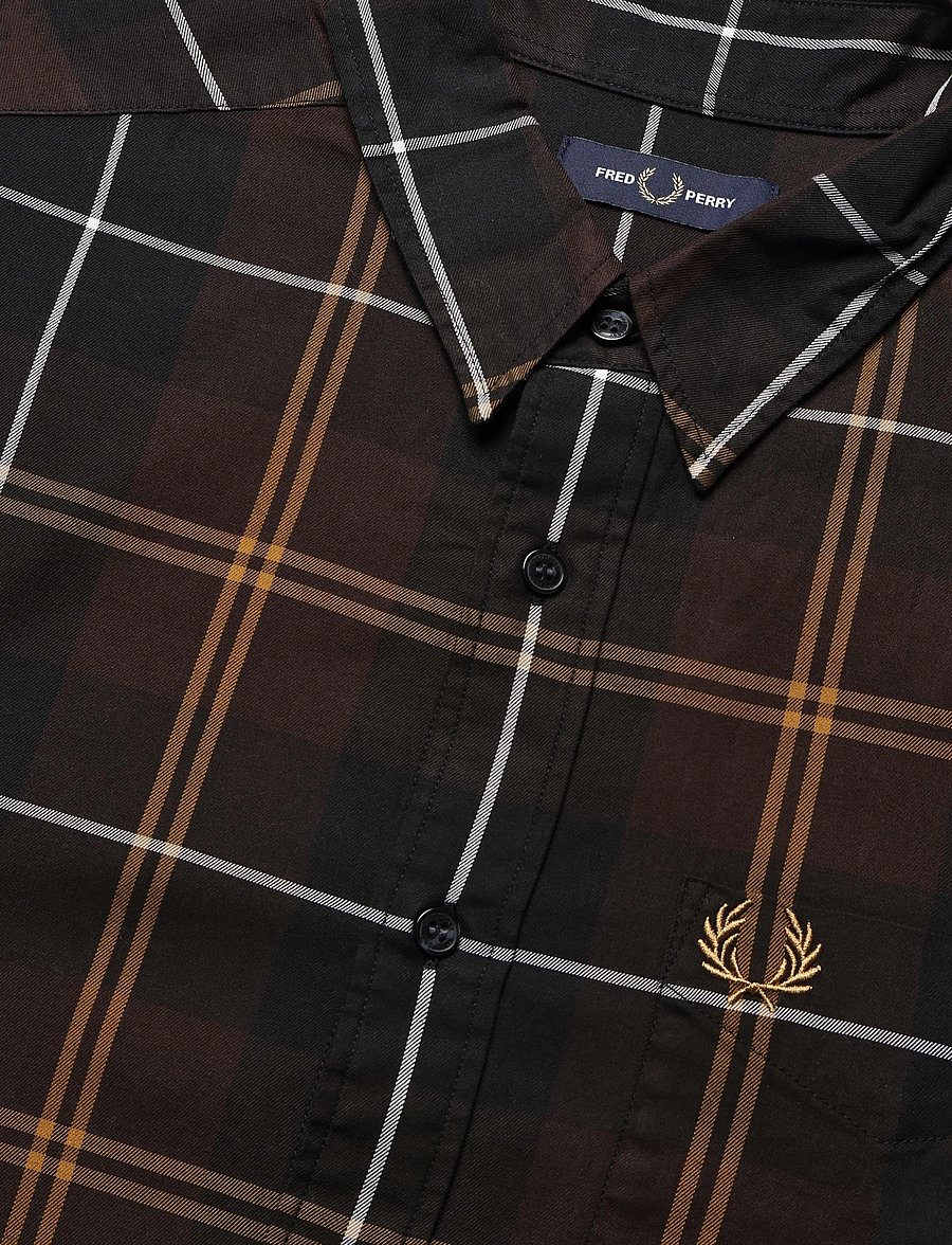 Fred Perry - TWILL TARTAN SHIRT - ruudulised särgid - rich brown - 4