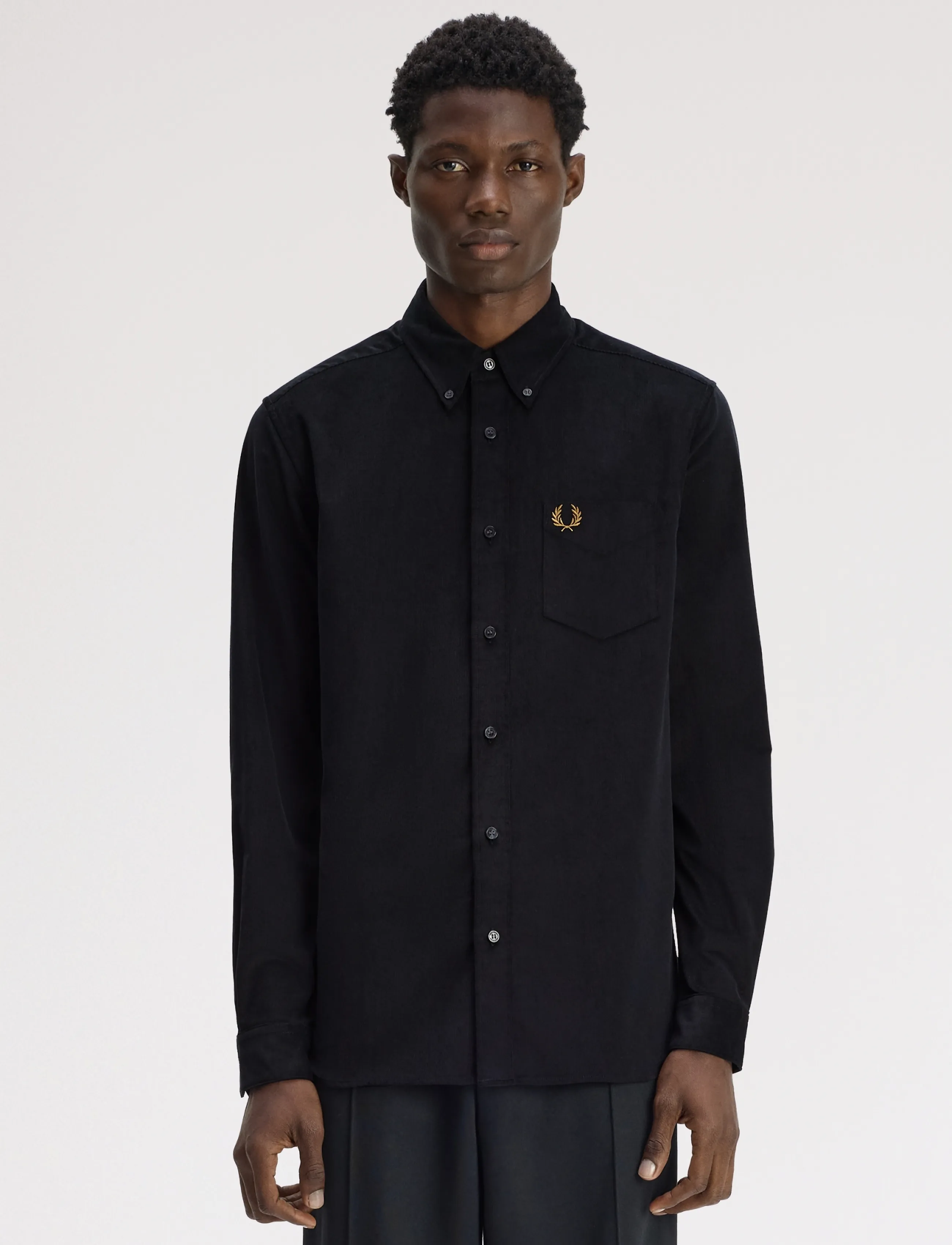 Fred Perry NEEDLE CORD SHIRT - Shirts - BLACK / black