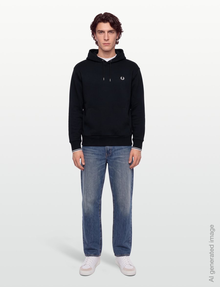 Fred Perry - TIPPED HOODED SWEATSHIRT - kapuzenpullover - black - 0