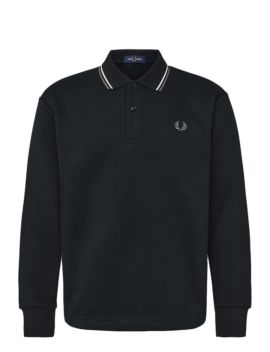 Fred Perry - TIPPED COLLARED SWEATSHIRT - langärmelige strick-polohemden - black - 1