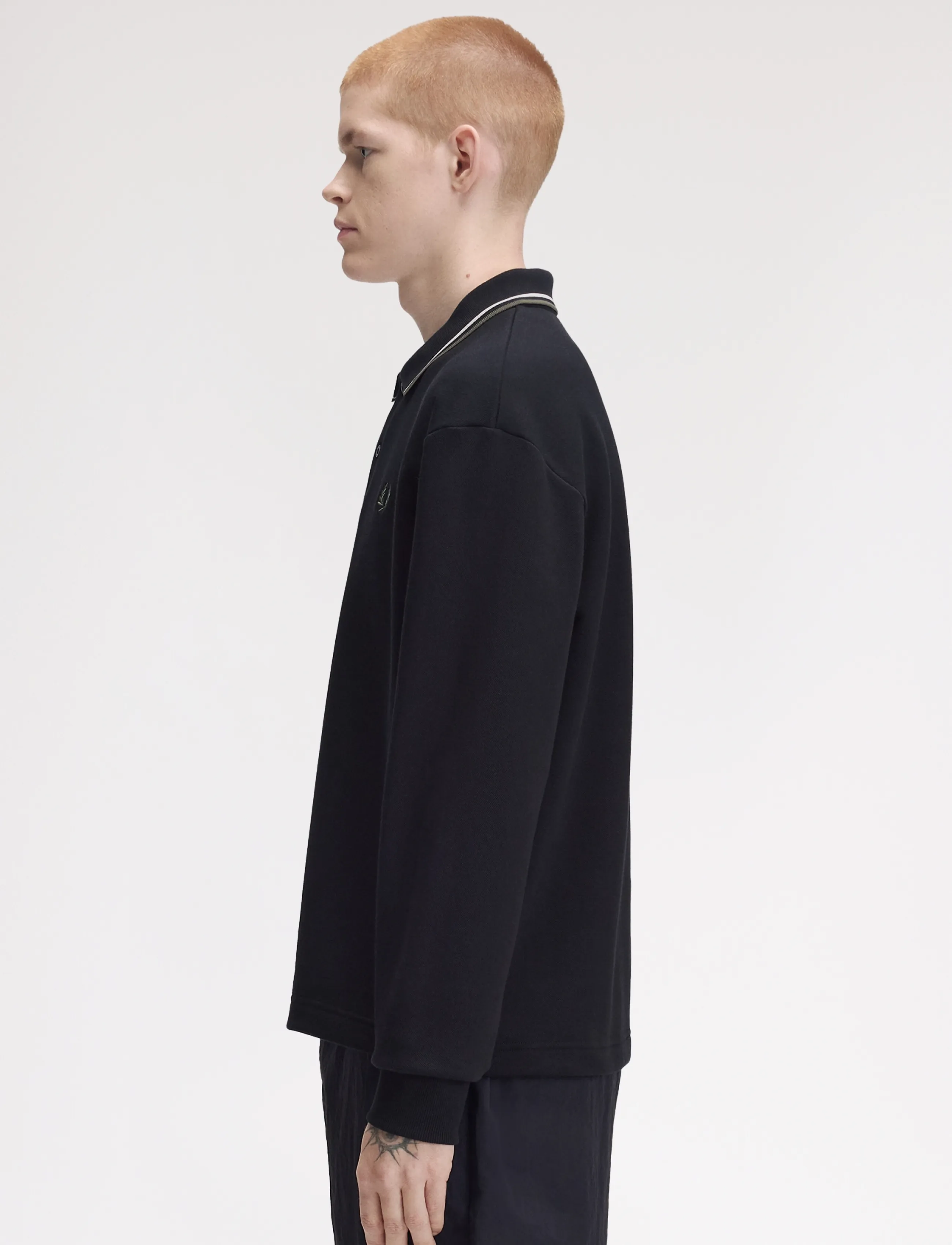 Fred Perry - TIPPED COLLARED SWEATSHIRT - långärmade stickade pikétröjor - black - 3