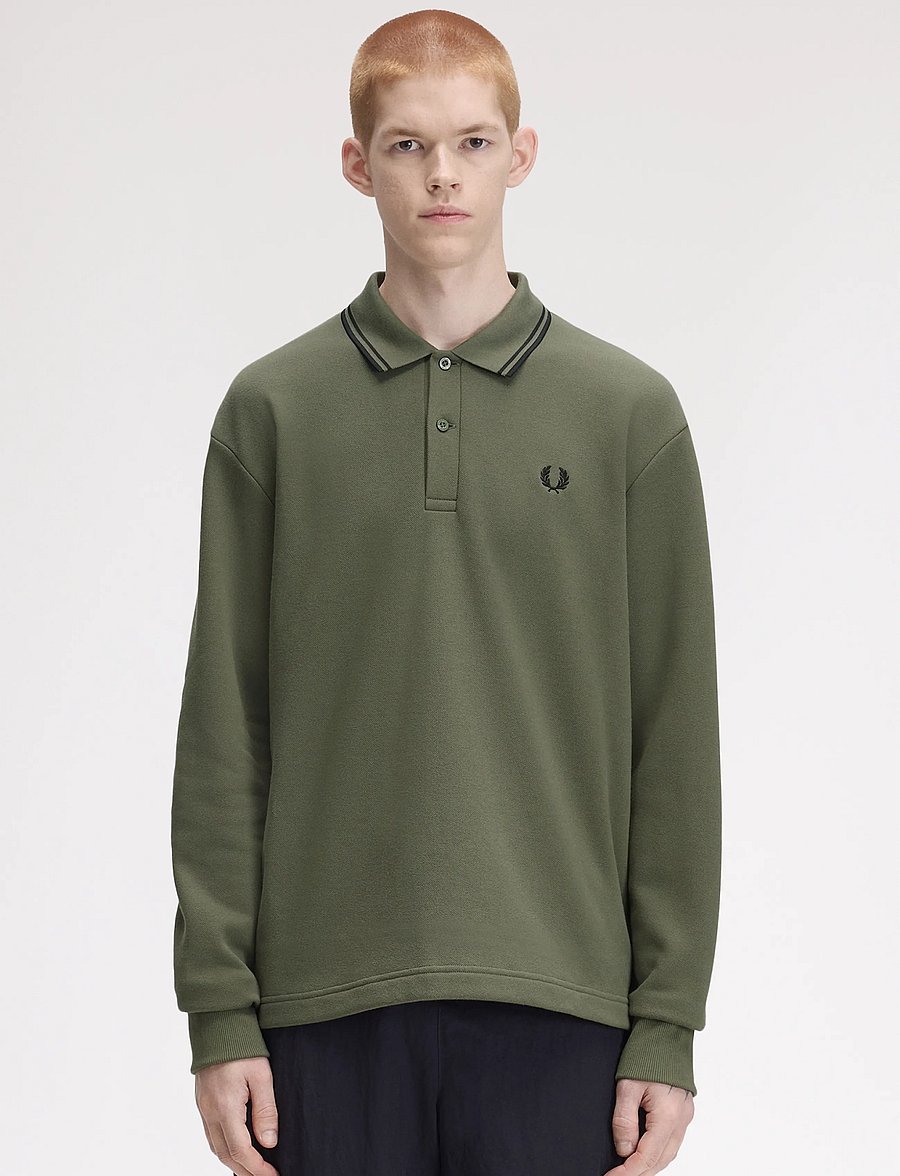 Fred Perry - TIPPED COLLARED SWEATSHIRT - long-sleeved knitted polos - lrl wrth green - 0