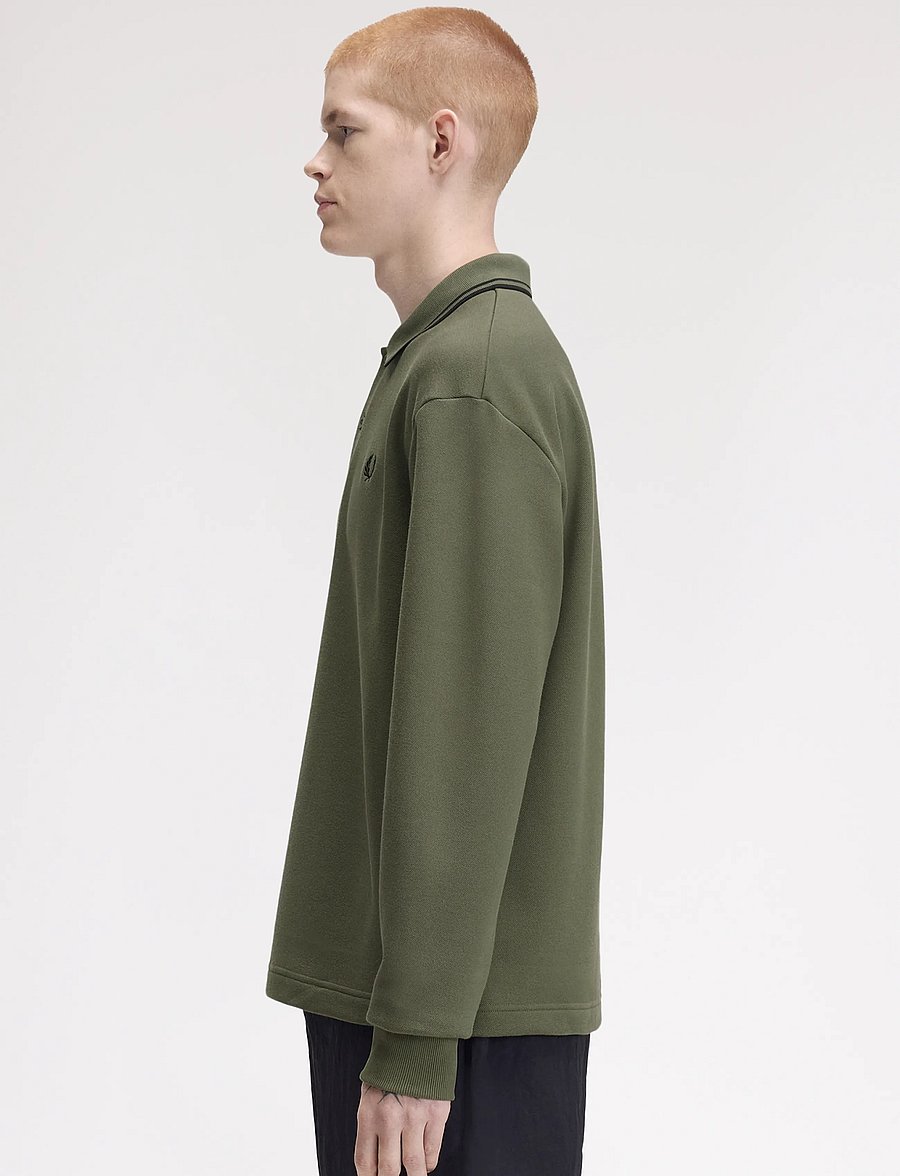 Fred Perry - TIPPED COLLARED SWEATSHIRT - long-sleeved knitted polos - lrl wrth green - 3