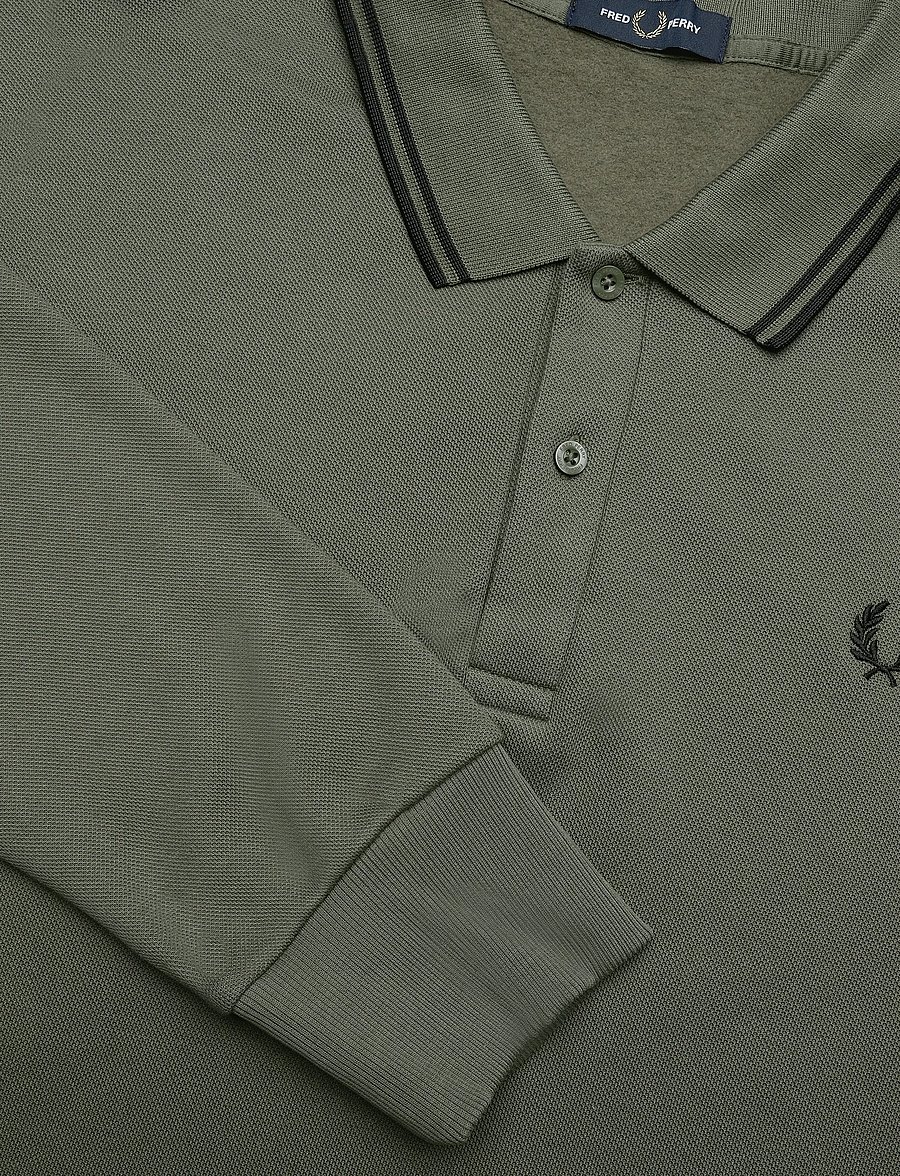 Fred Perry - TIPPED COLLARED SWEATSHIRT - long-sleeved knitted polos - lrl wrth green - 4