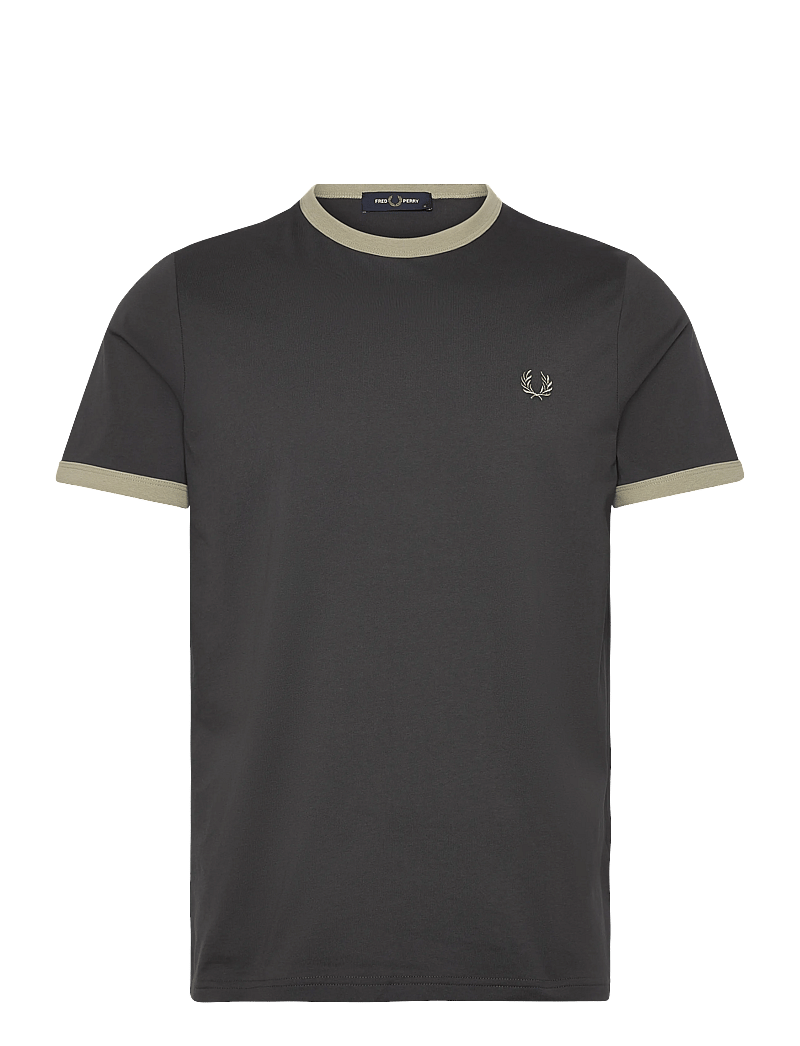 Fred Perry - RINGER T-SHIRT - krótki rękaw - ancrgrey/seagras - 0