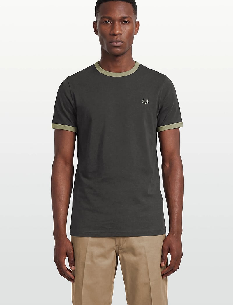 Fred Perry - RINGER T-SHIRT - kurzärmelig - ancrgrey/seagras - 3