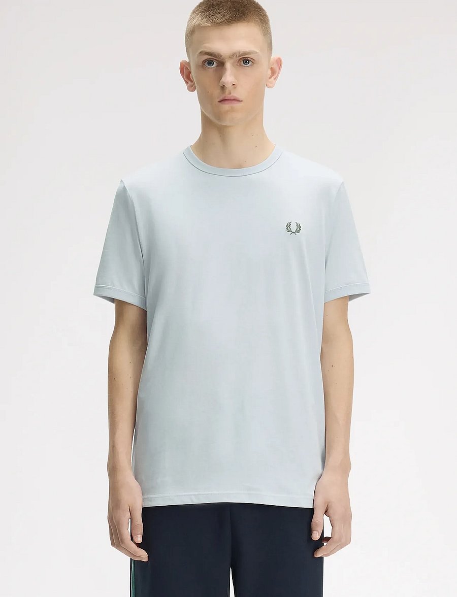 Fred Perry - RINGER T-SHIRT - kurzärmelige t-shirts - dusky blue - 0