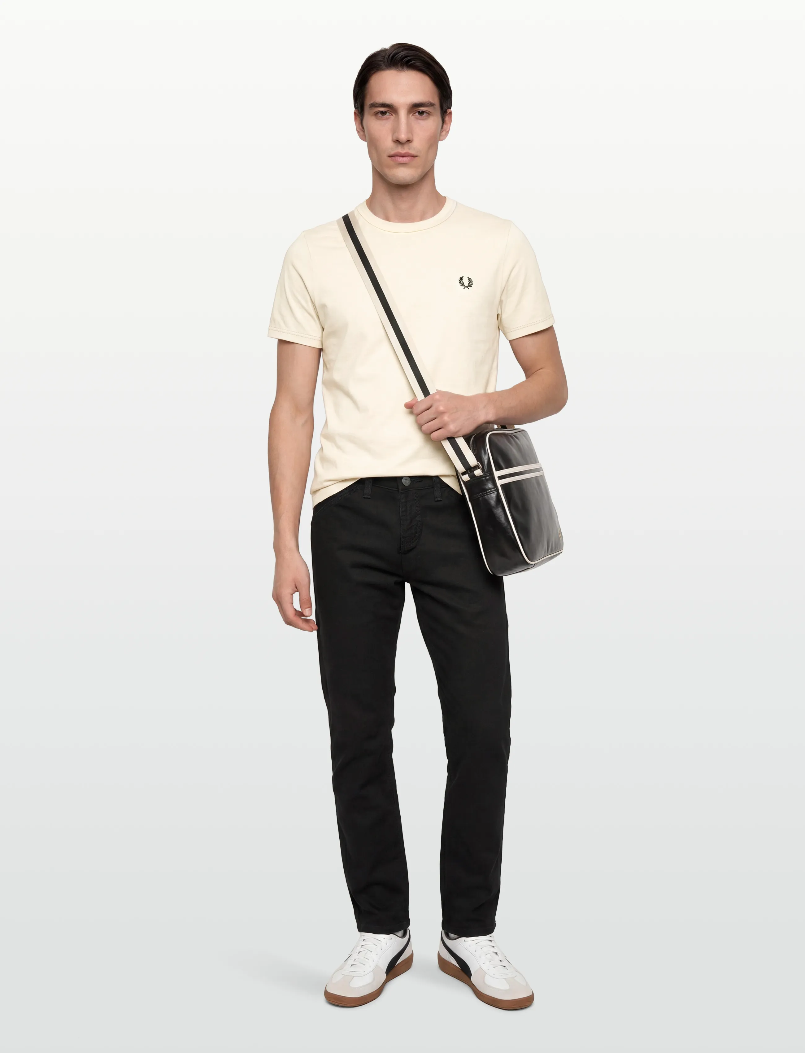 Fred Perry Ringer T-Shirt, Mænd, Ringer T-shirt, Cream, Str: XXL