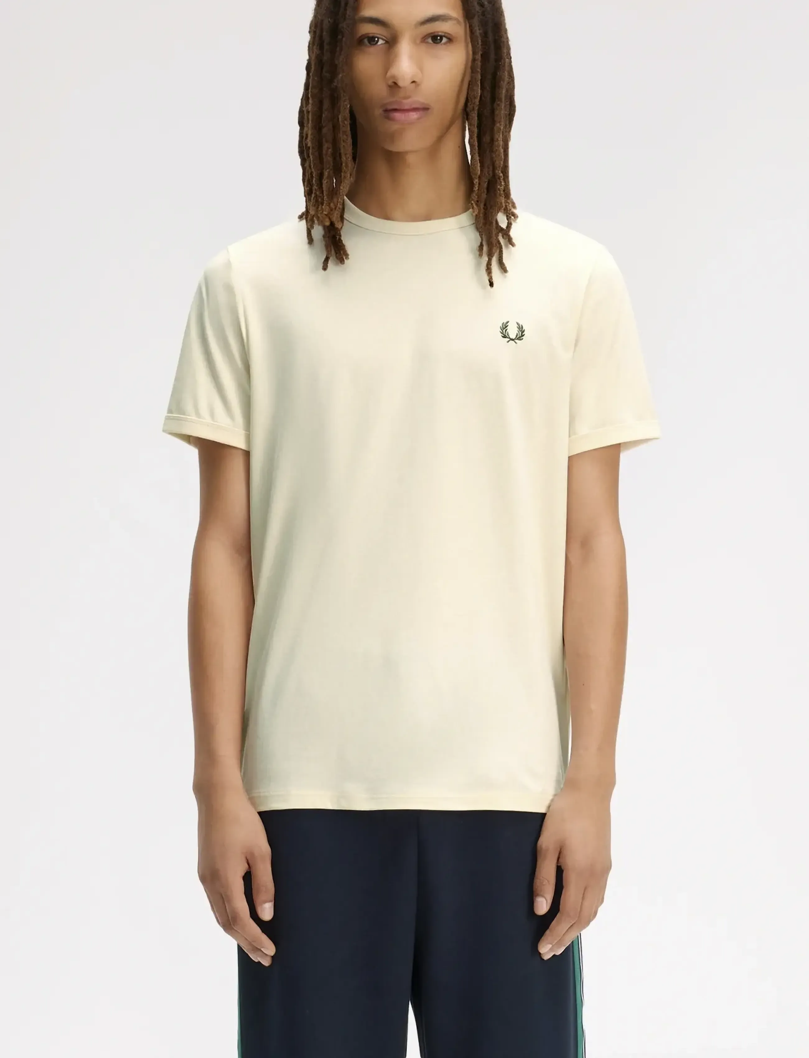 Fred Perry Ringer T-Shirt, Mænd, Ringer T-shirt, Cream, Str: S