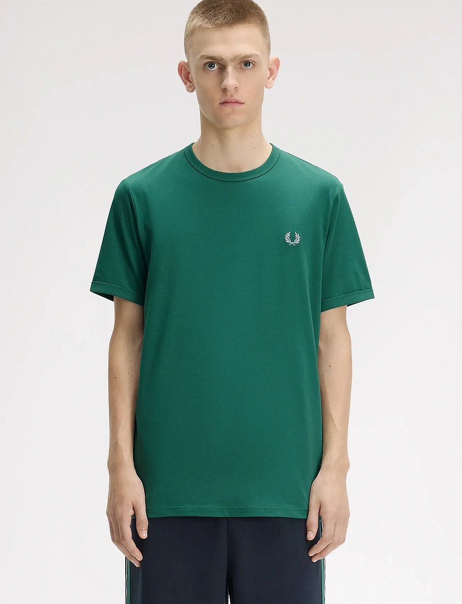 Fred Perry - RINGER T-SHIRT - kurzärmelige t-shirts - sport green - 0