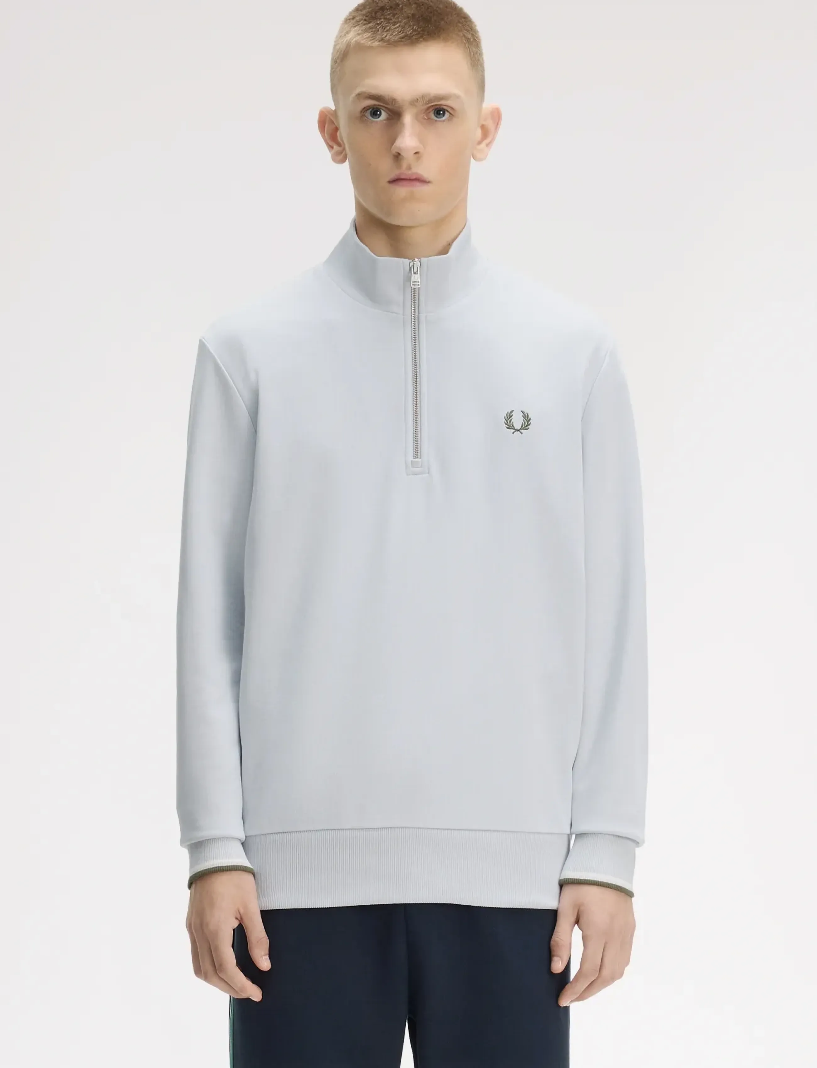 Fred Perry Half Zip Sweatshirt, L, Sweatshirts & Hoodies, Blau - Sweatshirts, Männerswear