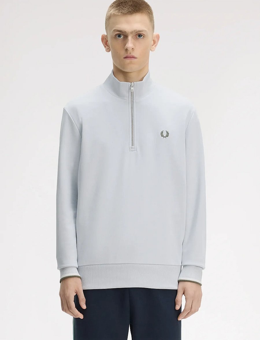 Fred Perry - HALF ZIP SWEATSHIRT - shop efter anledning - dusky blue / ecru / laurel wre - 0
