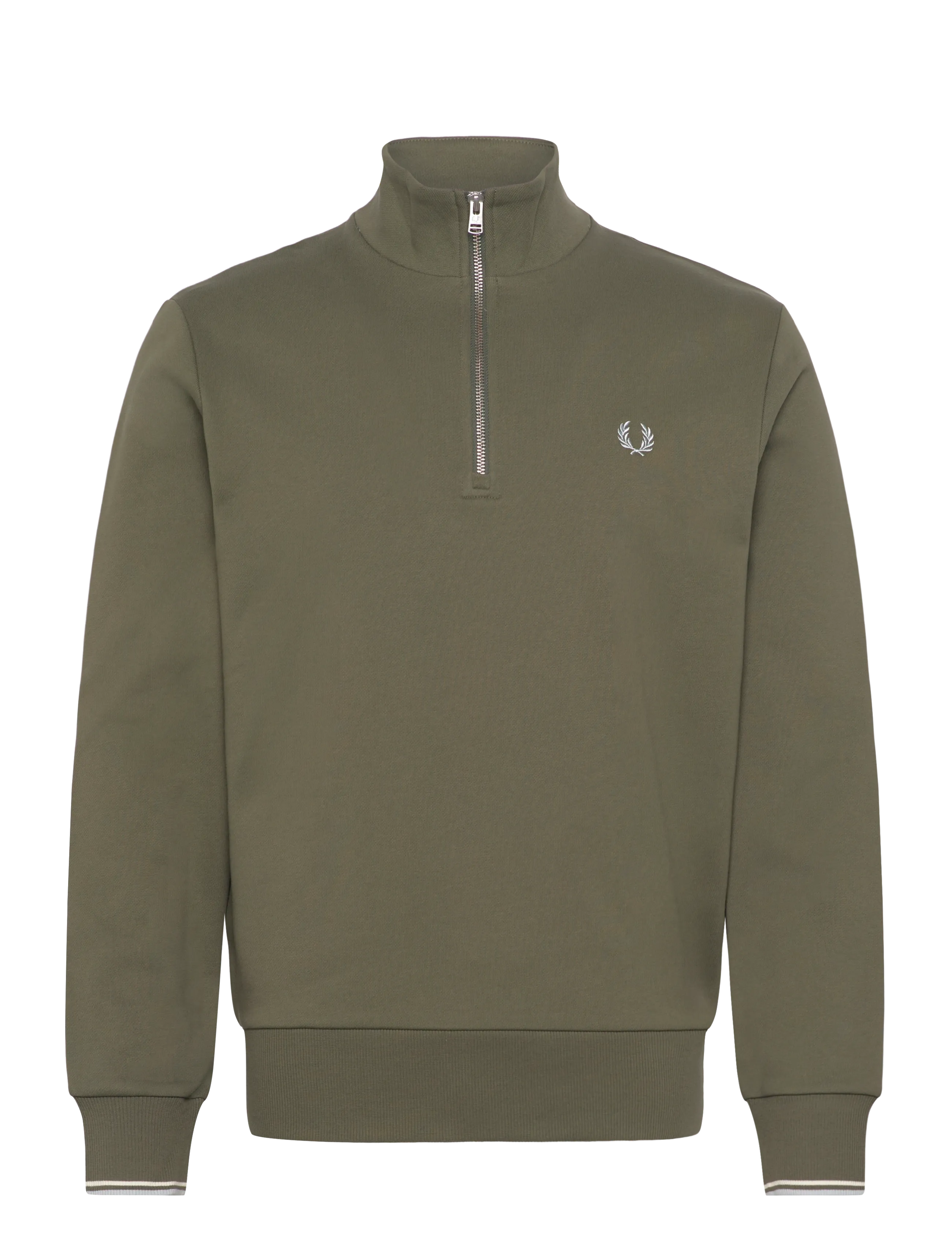 Fred Perry HALF ZIP SWEATSHIRT - Fred Perry - LAUREL WREATH GREEN / ECRU / D / khaki/green