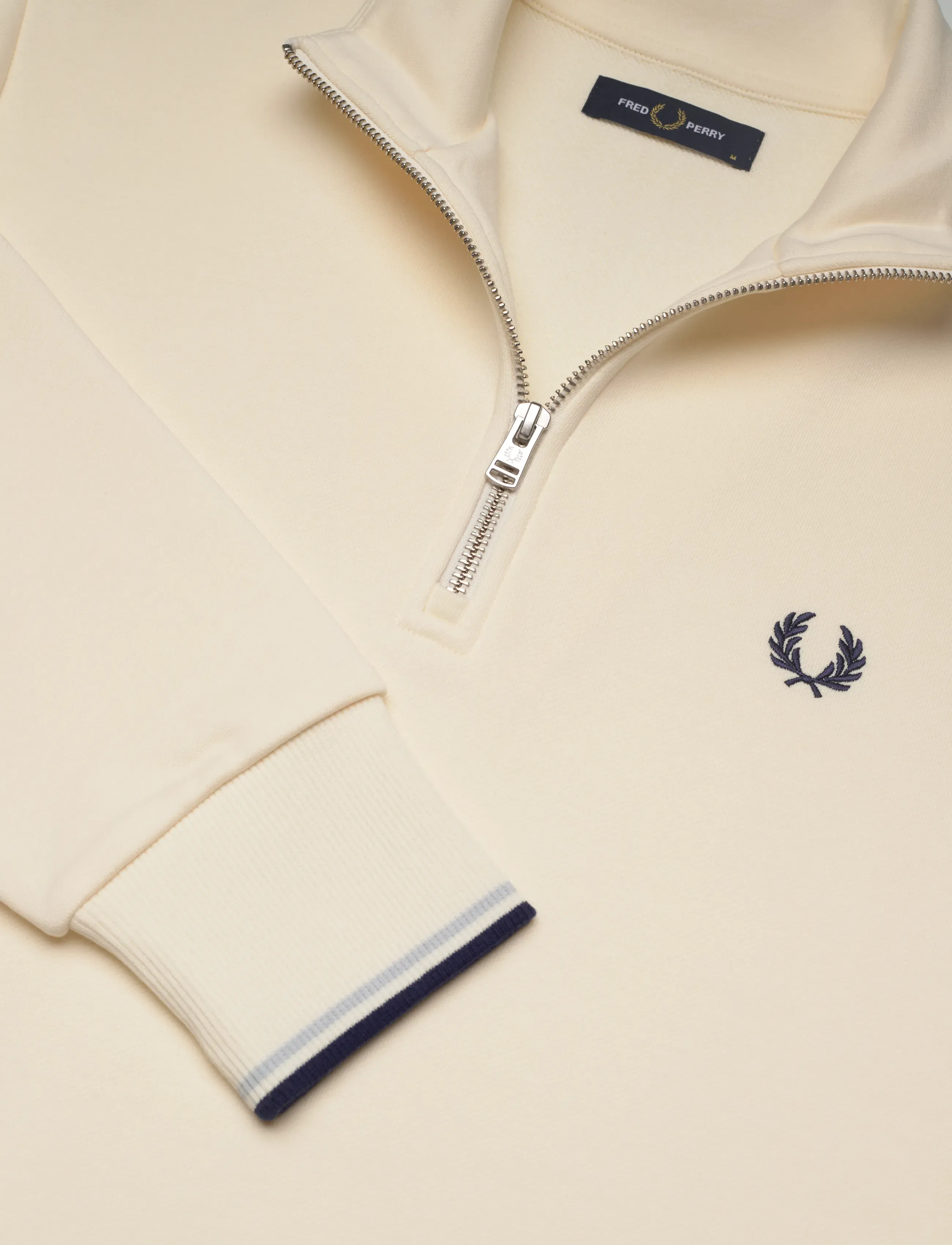 Fred Perry - HALF ZIP SWEATSHIRT - vacation essentials - ecru / dusky blue / french nav - 4