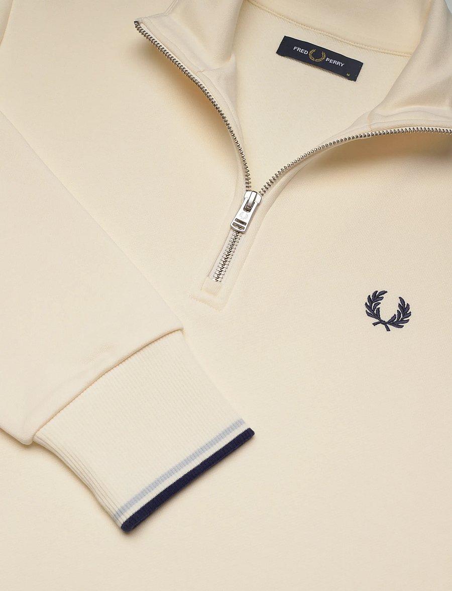 Fred Perry - HALF ZIP SWEATSHIRT - sweatshirts - ecru / dusky blue / french nav - 4