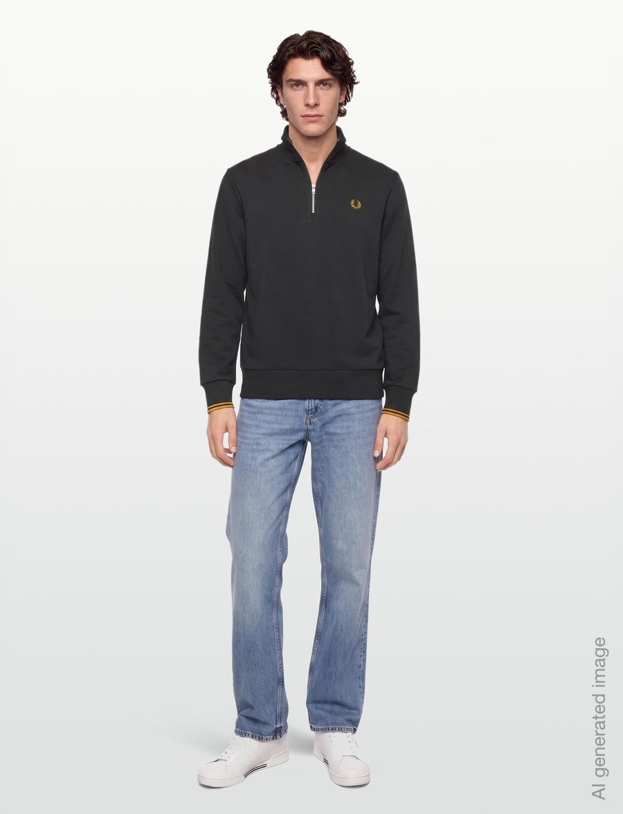 Fred Perry - HALF ZIP SWEATSHIRT - sweatshirts - anchorgry/golden - 0