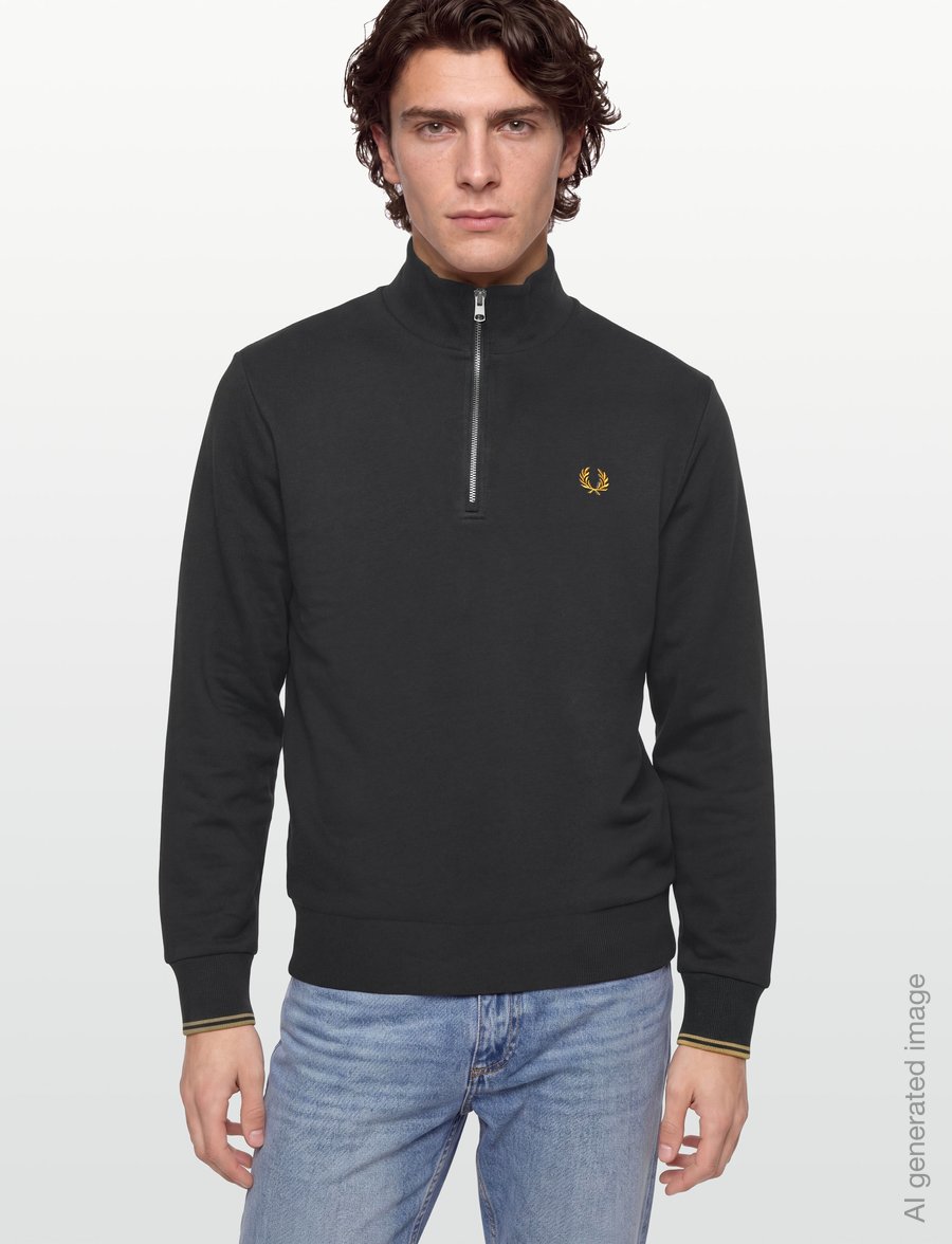 Fred Perry - HALF ZIP SWEATSHIRT - sweatshirts - anchorgry/golden - 3