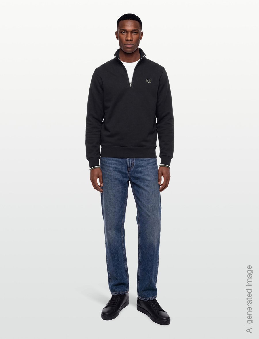 Fred Perry - HALF ZIP SWEATSHIRT - truien - blk/ecr/lrlwgren - 0