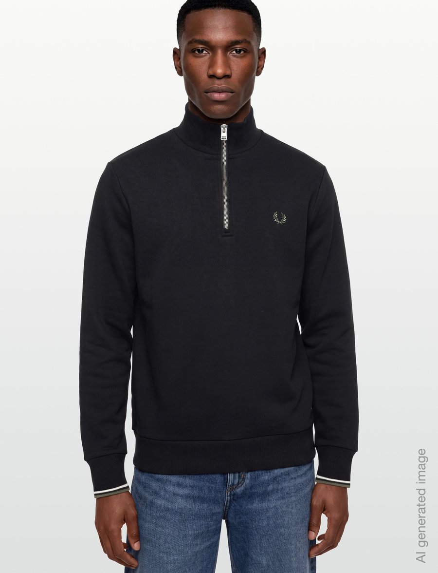 Fred Perry - HALF ZIP SWEATSHIRT - truien - blk/ecr/lrlwgren - 3