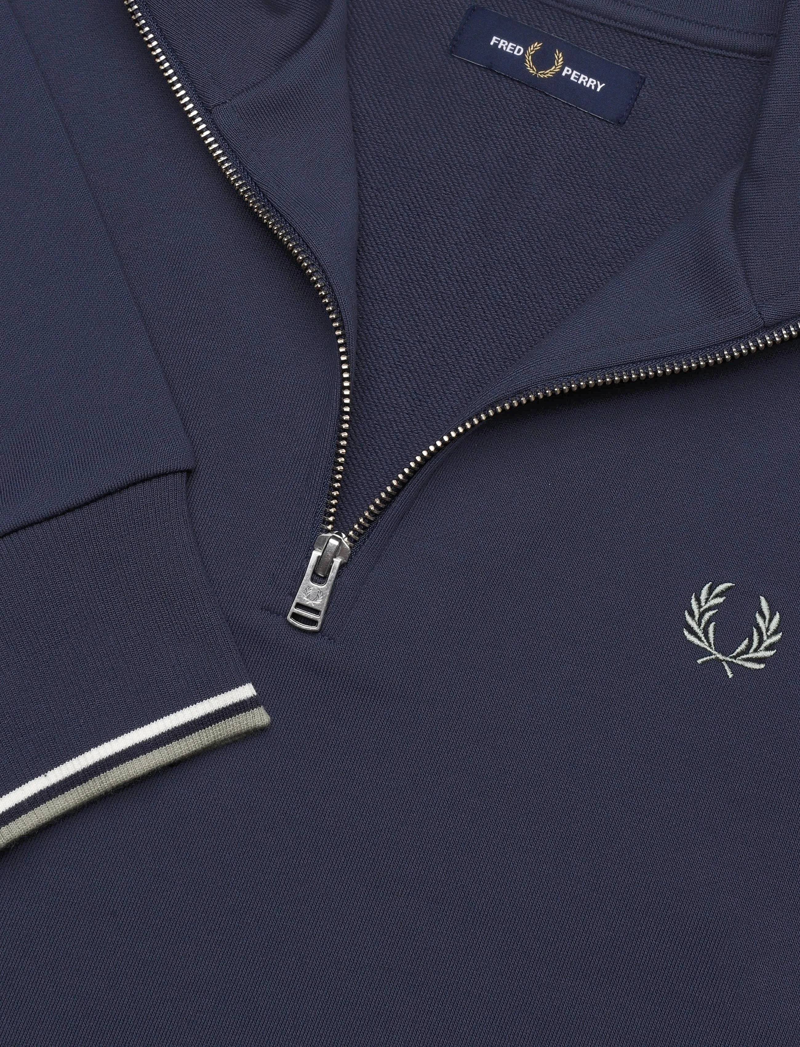 Fred Perry - HALF ZIP SWEATSHIRT - sweatshirts - dkaf/ecru/seagrs - 2