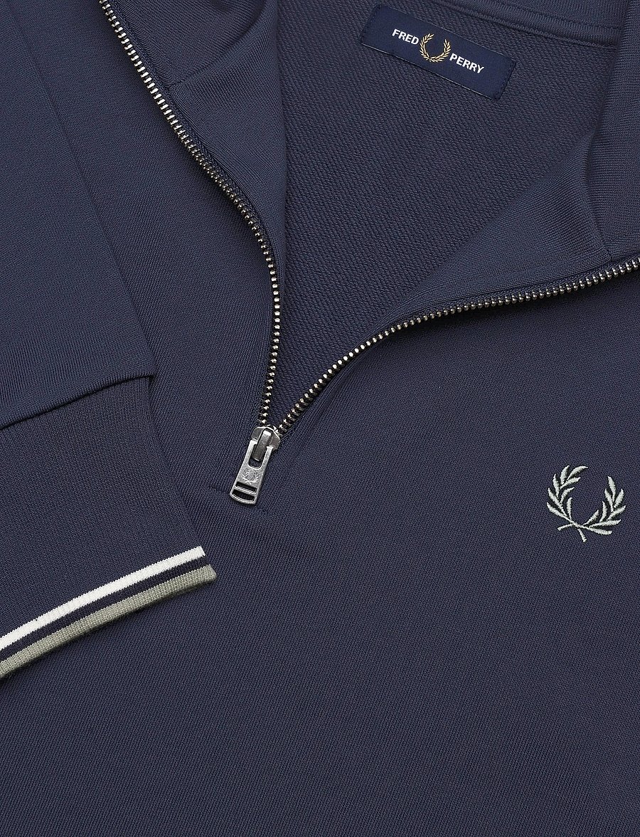 Fred Perry - HALF ZIP SWEATSHIRT - sweatshirts - dkaf/ecru/seagrs - 2
