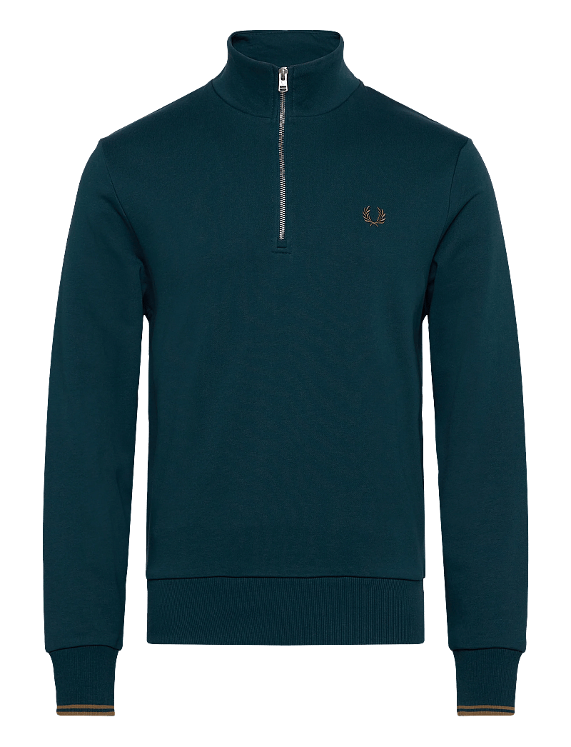 Fred Perry - HALF ZIP SWEATSHIRT - shoppa efter tillfälle - drkptrl/shdstone - 0