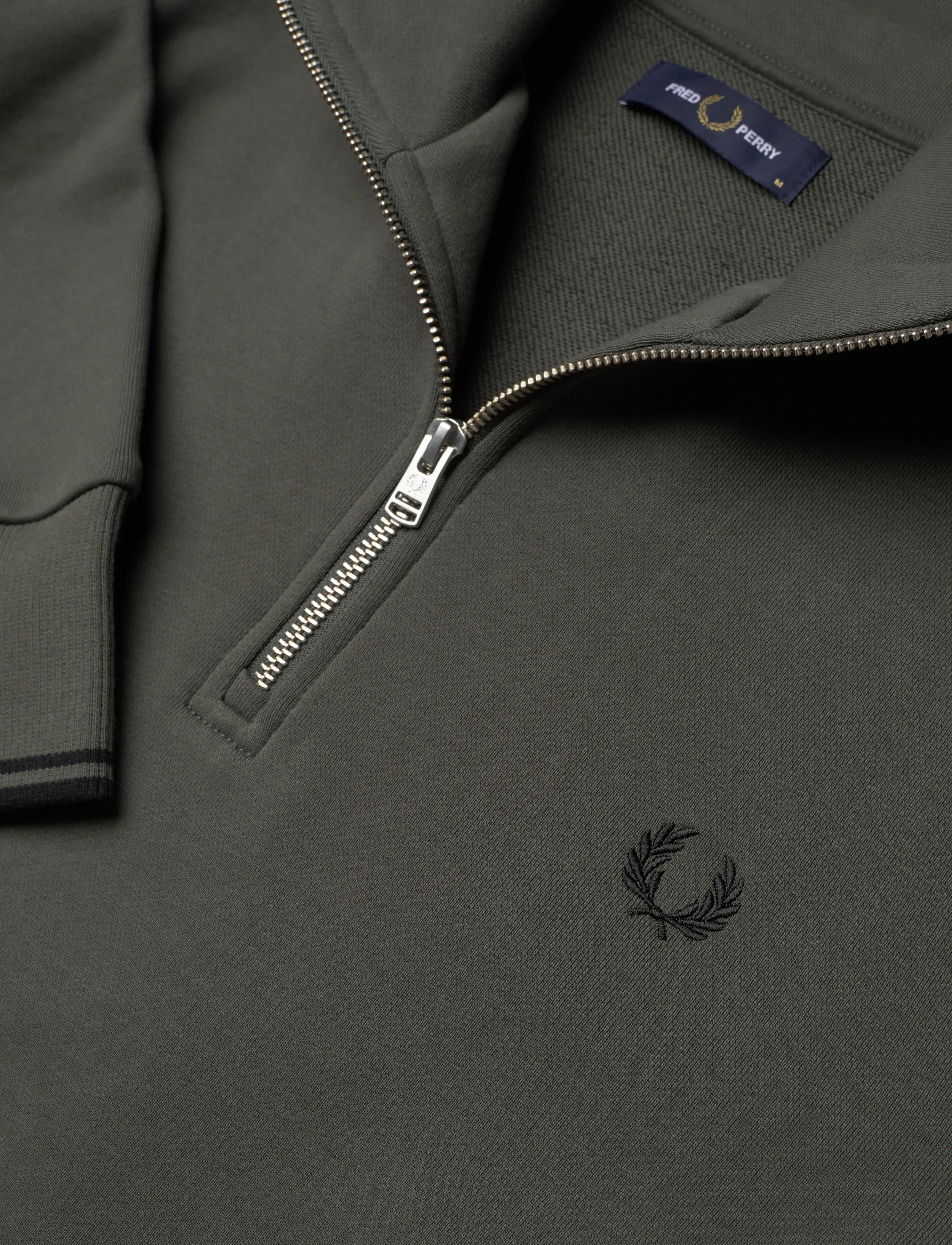 Fred Perry - HALF ZIP SWEATSHIRT - sweatshirts - field grn/black - 5