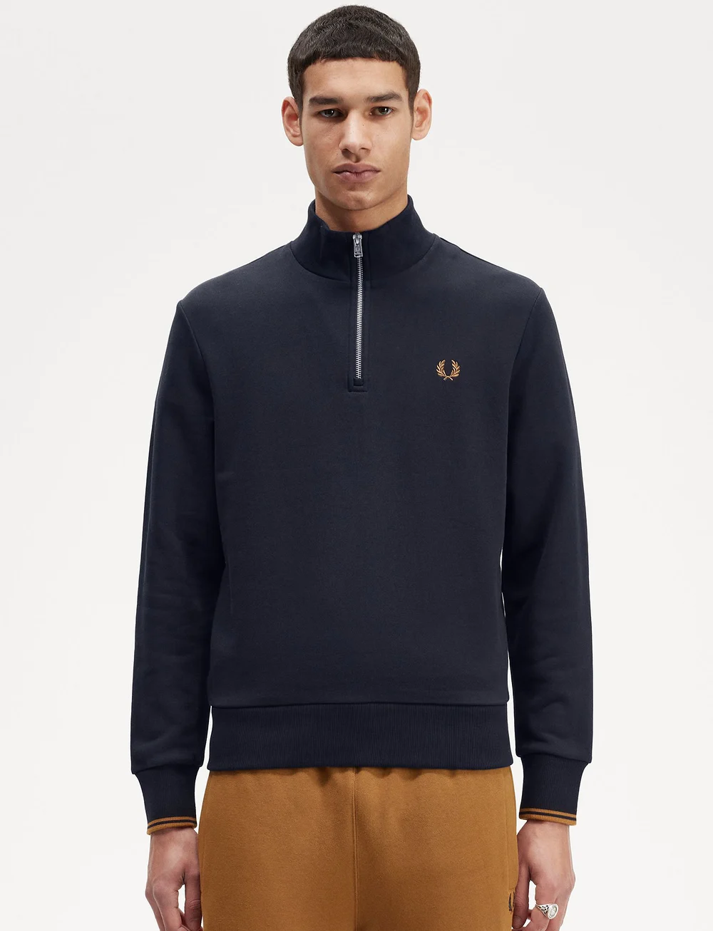 Fred Perry - HALF ZIP SWEATSHIRT - osta olukorra järgi - navy/darkcaramel - 0