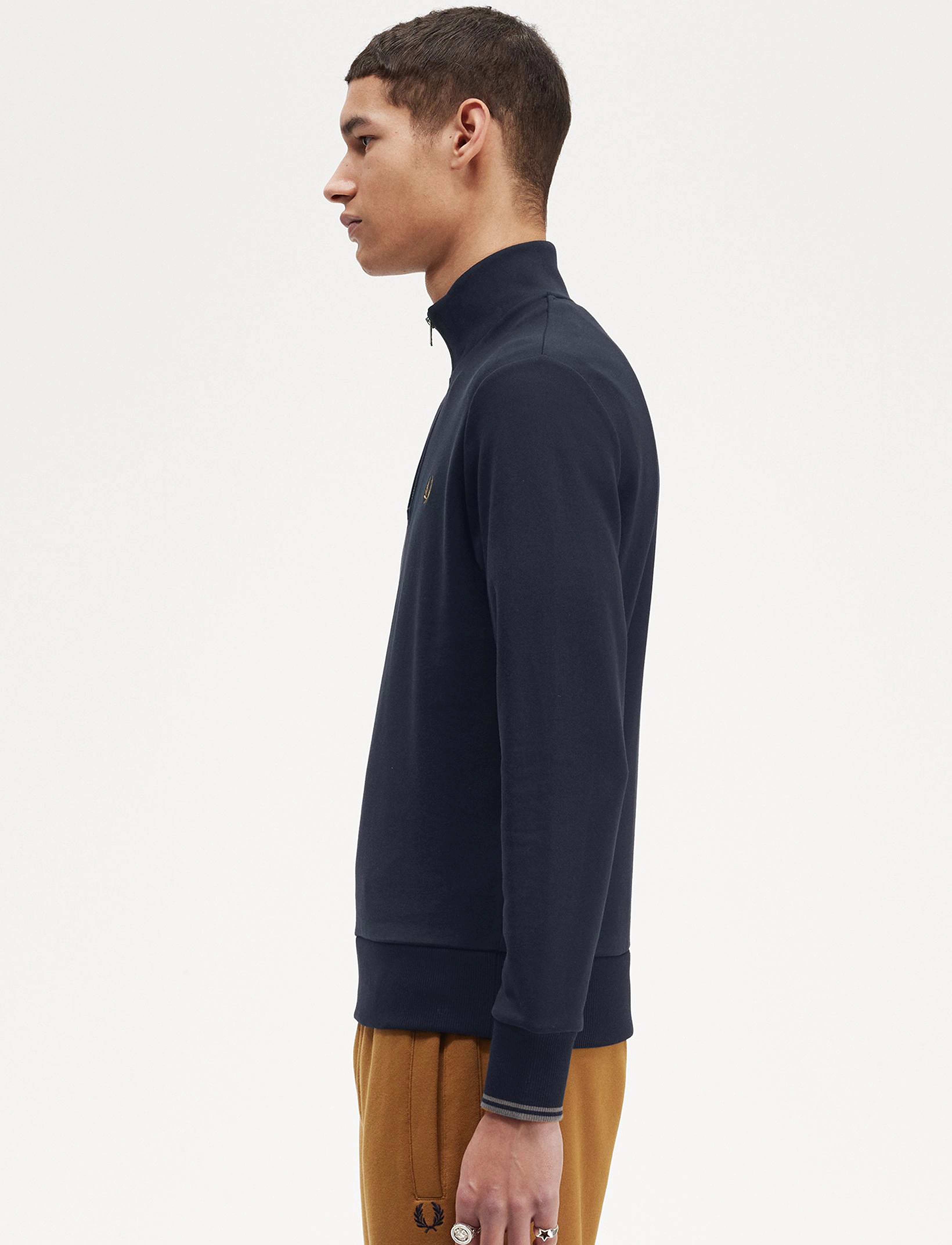 Fred Perry - HALF ZIP SWEATSHIRT - dressipluusid - navy/darkcaramel - 3