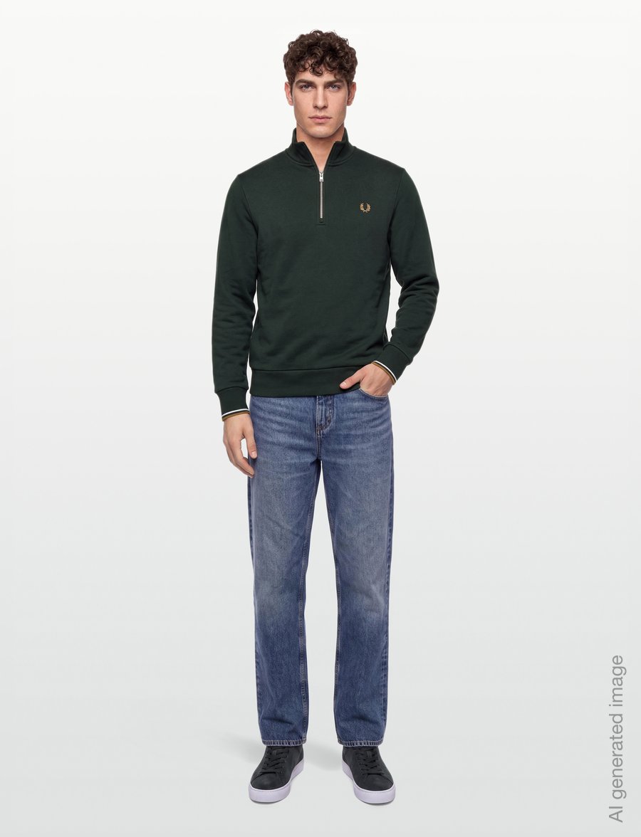 Fred Perry - HALF ZIP SWEATSHIRT - sweatshirts - ntgrn/dskbl/dkca - 0