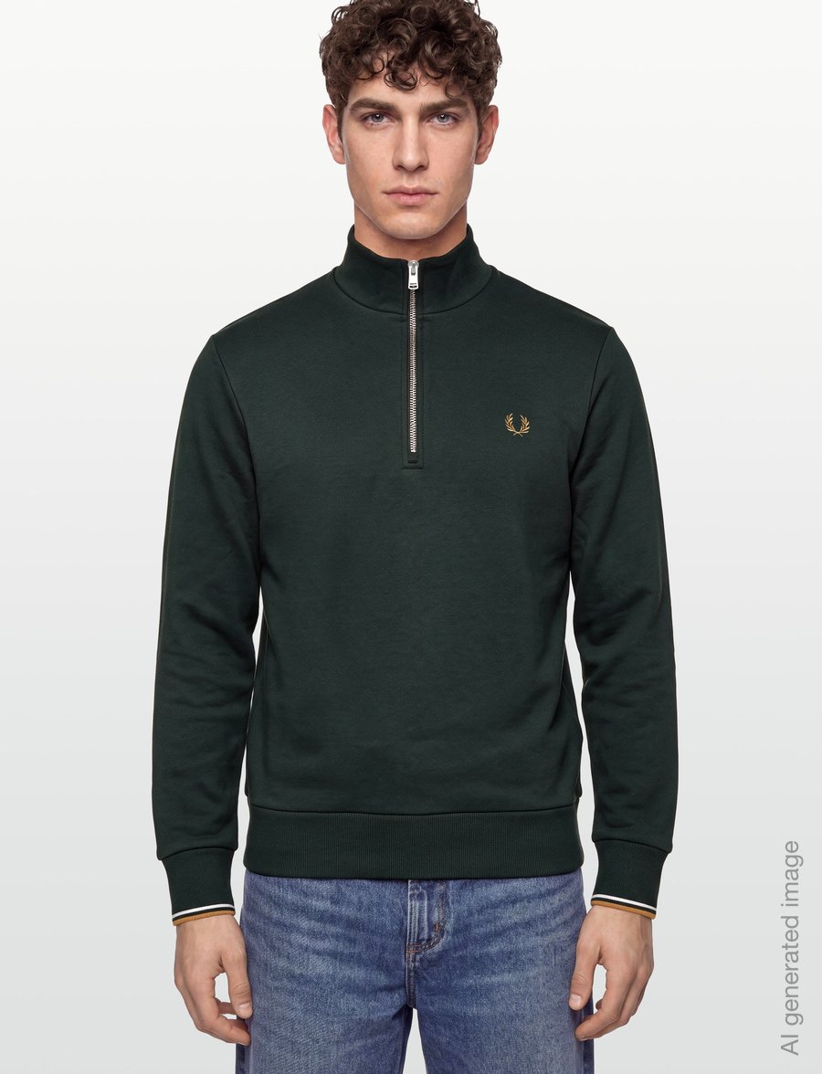 Fred Perry - HALF ZIP SWEATSHIRT - sweatshirts - ntgrn/dskbl/dkca - 3