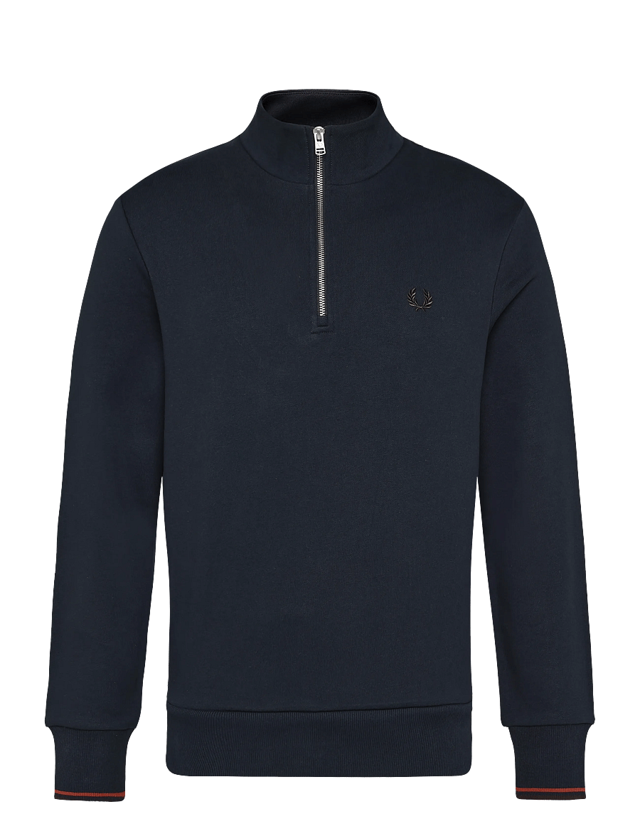 Fred Perry - HALF ZIP SWEATSHIRT - shop by occasion - nvy/brndy/rchbrn - 0