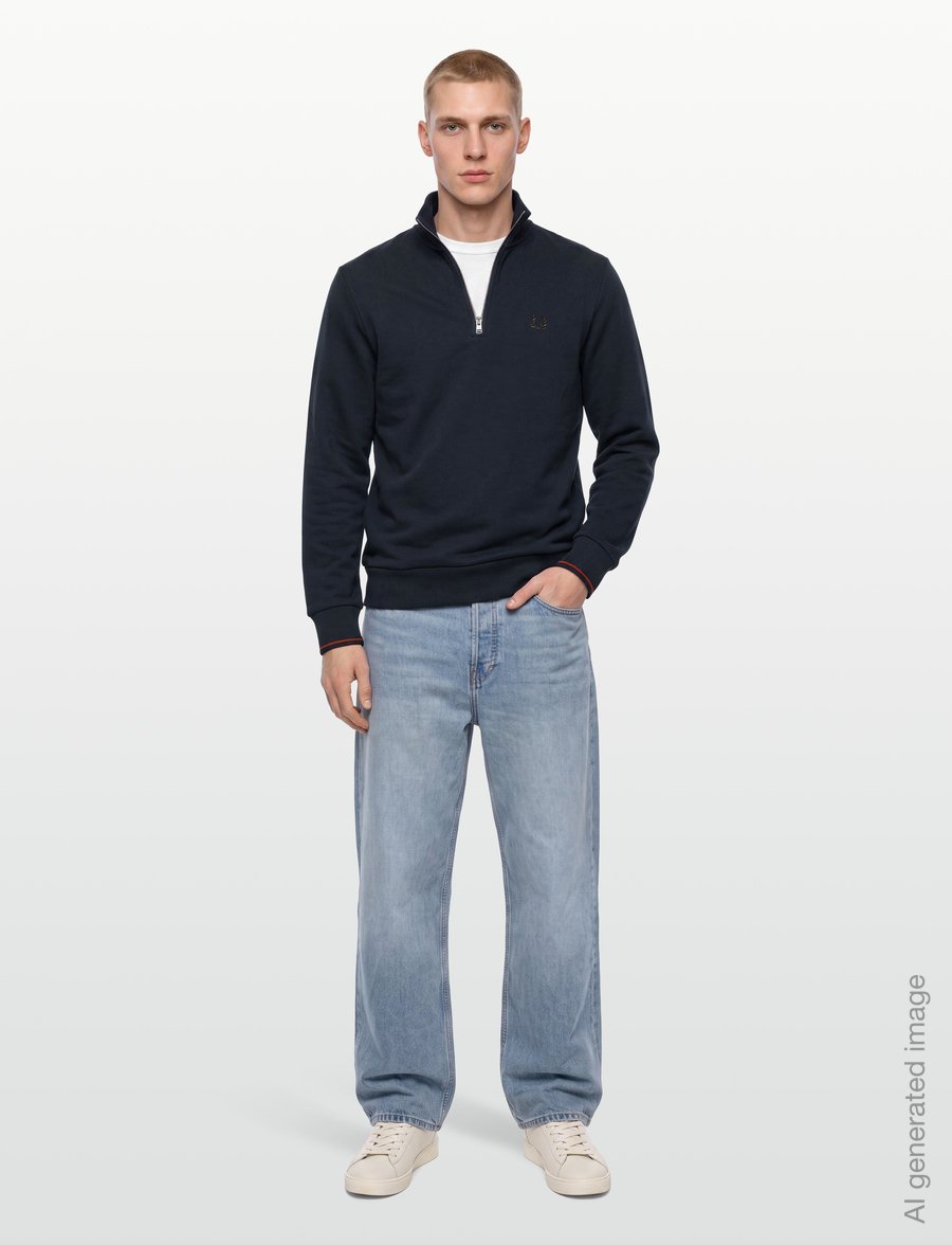 Fred Perry - HALF ZIP SWEATSHIRT - sweatshirts - nvy/brndy/rchbrn - 0