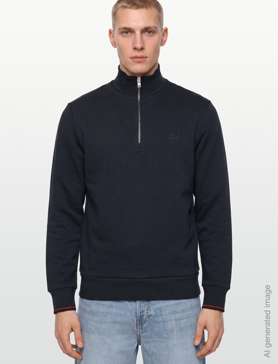 Fred Perry - HALF ZIP SWEATSHIRT - sweatshirts - nvy/brndy/rchbrn - 3