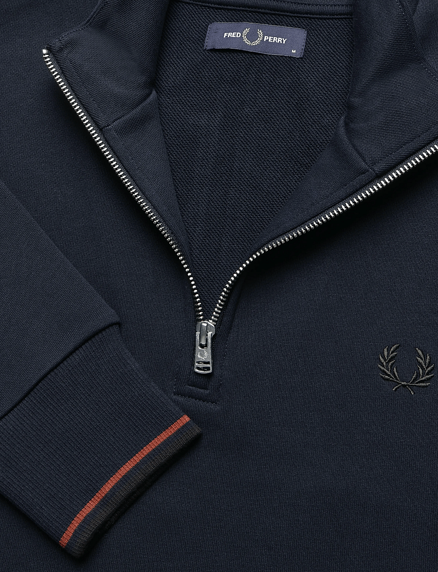 Fred Perry - HALF ZIP SWEATSHIRT - shop by occasion - nvy/brndy/rchbrn - 2