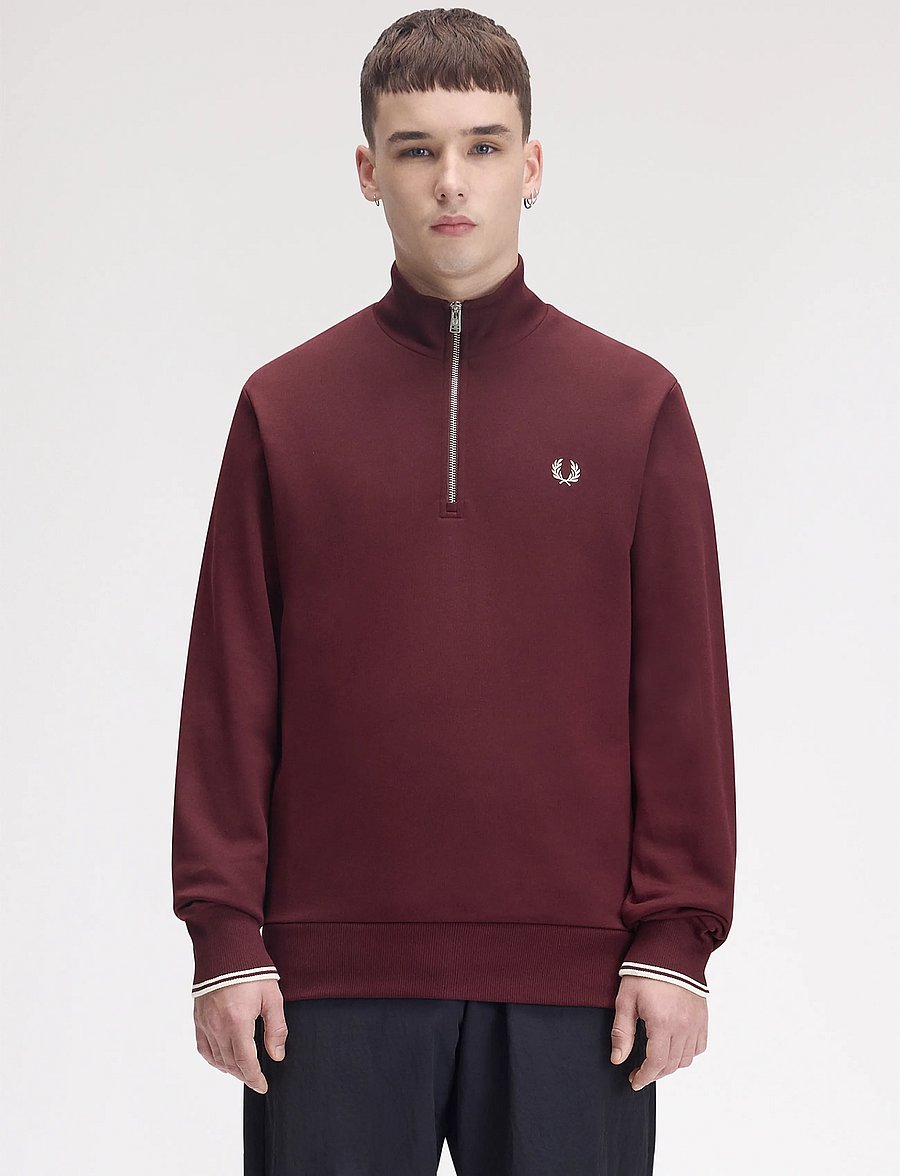 Fred Perry - HALF ZIP SWEATSHIRT - shop by occasion - oxblood/ecru - 0