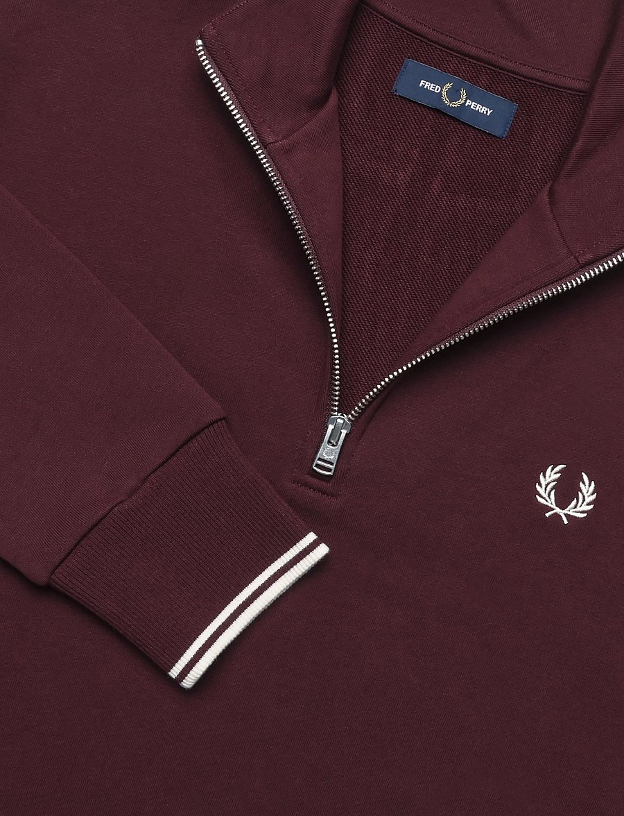 Fred Perry - HALF ZIP SWEATSHIRT - shop by occasion - oxblood/ecru - 4