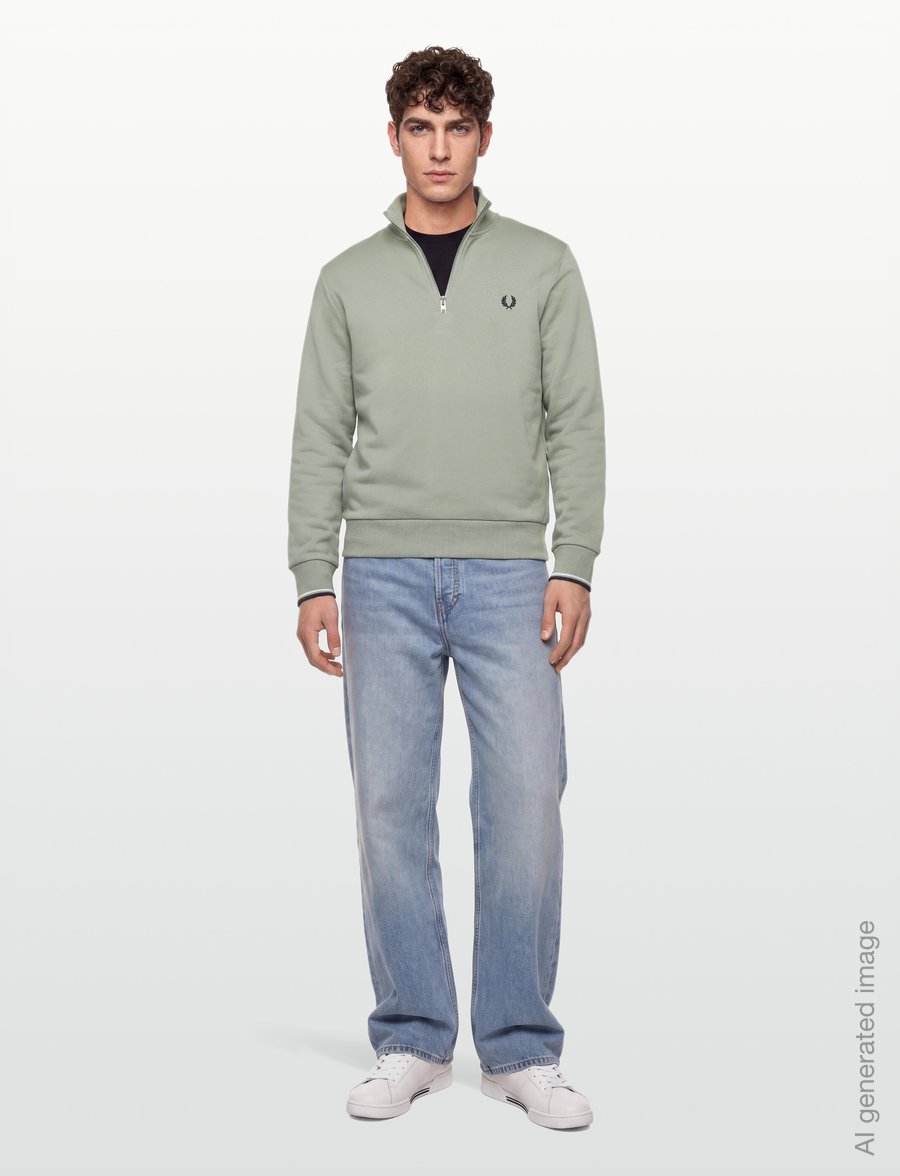 Fred Perry - HALF ZIP SWEATSHIRT - sweatshirts - seagrs/ecr/dkair - 0