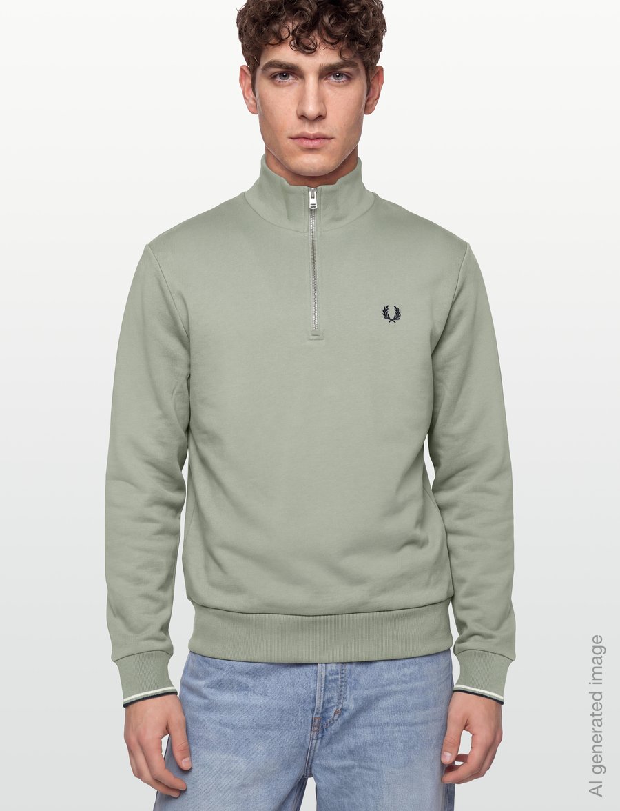 Fred Perry - HALF ZIP SWEATSHIRT - sweatshirts - seagrs/ecr/dkair - 3