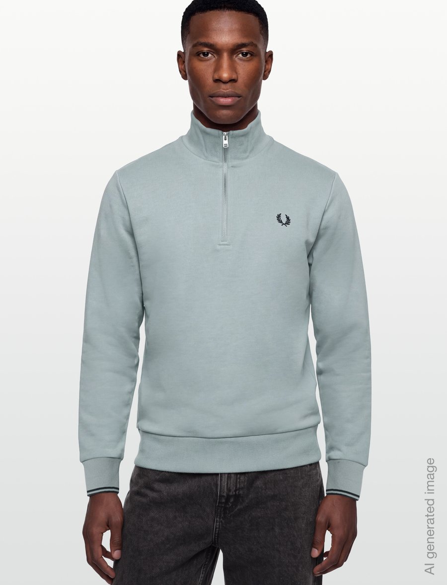 Fred Perry - HALF ZIP SWEATSHIRT - sweatshirts - slvrbl/dkaf/dkaf - 3