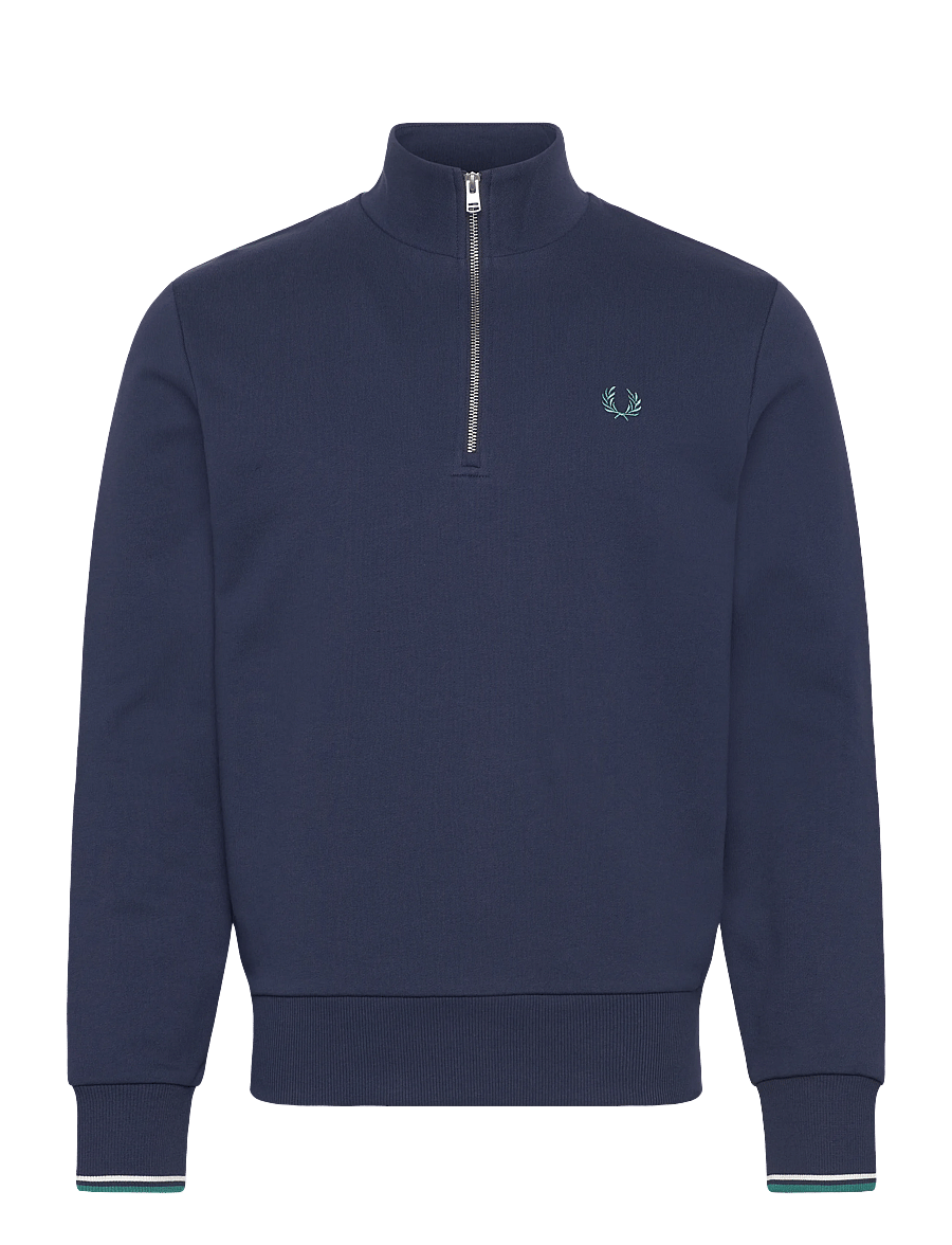Fred Perry - HALF ZIP SWEATSHIRT - sweatshirts - tnsbl/snwht/dpmt - 1