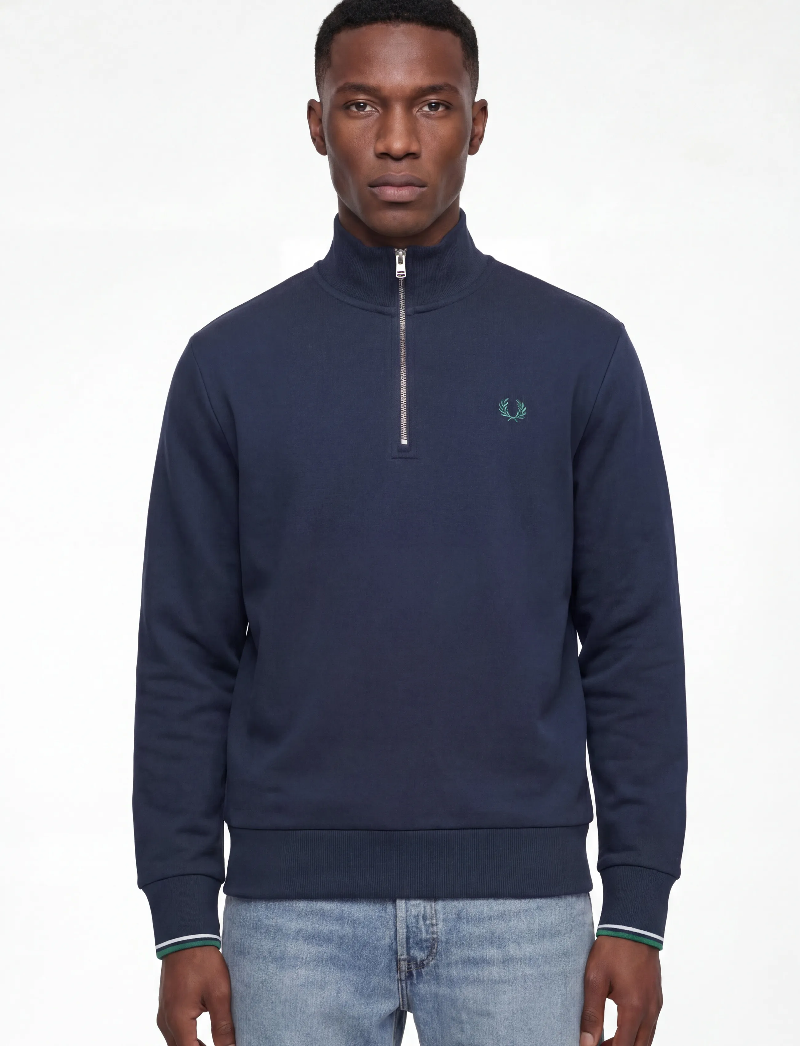 Fred Perry - HALF ZIP SWEATSHIRT - sweatshirts - tnsbl/snwht/dpmt - 3